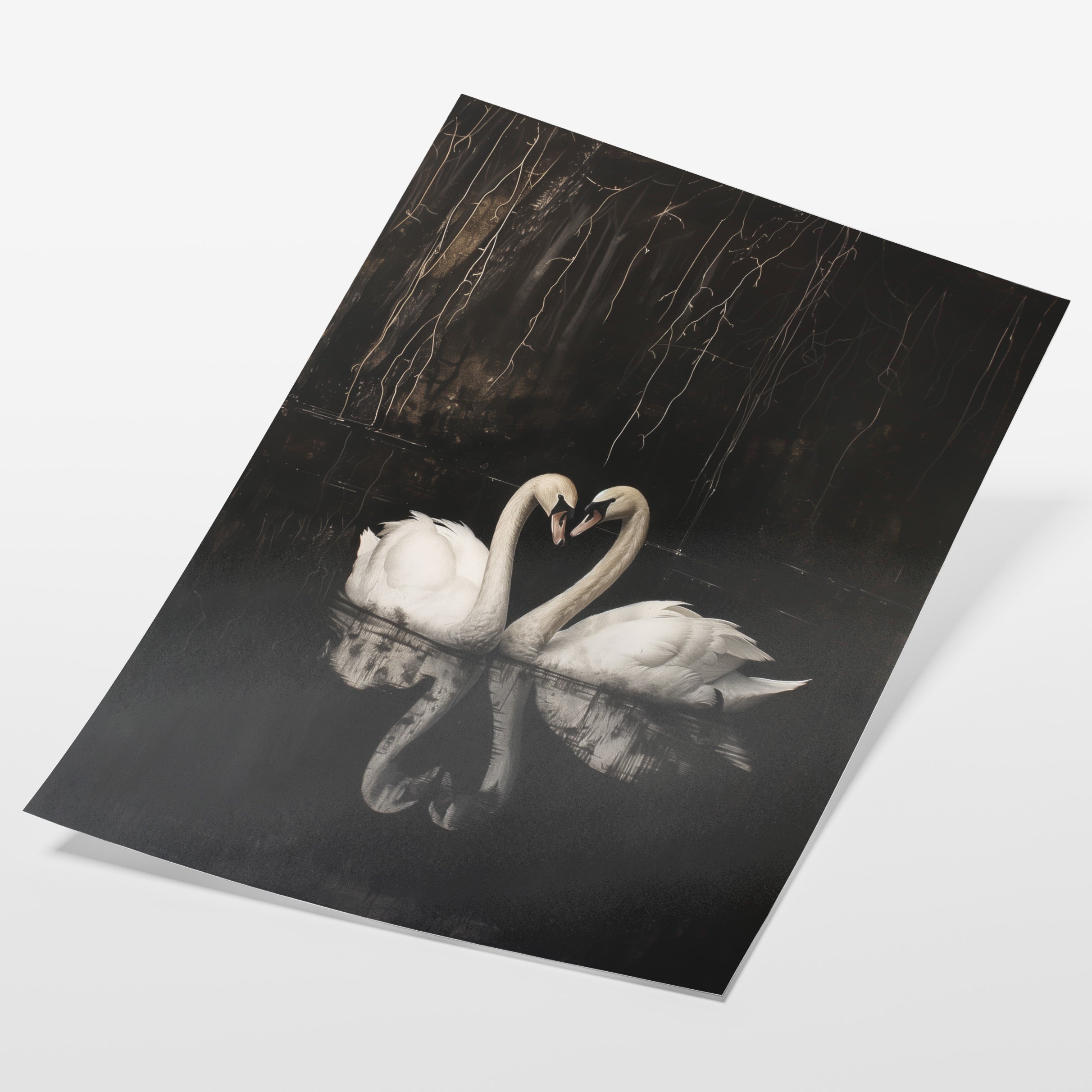 angled view of gothic swan reflection fine art print