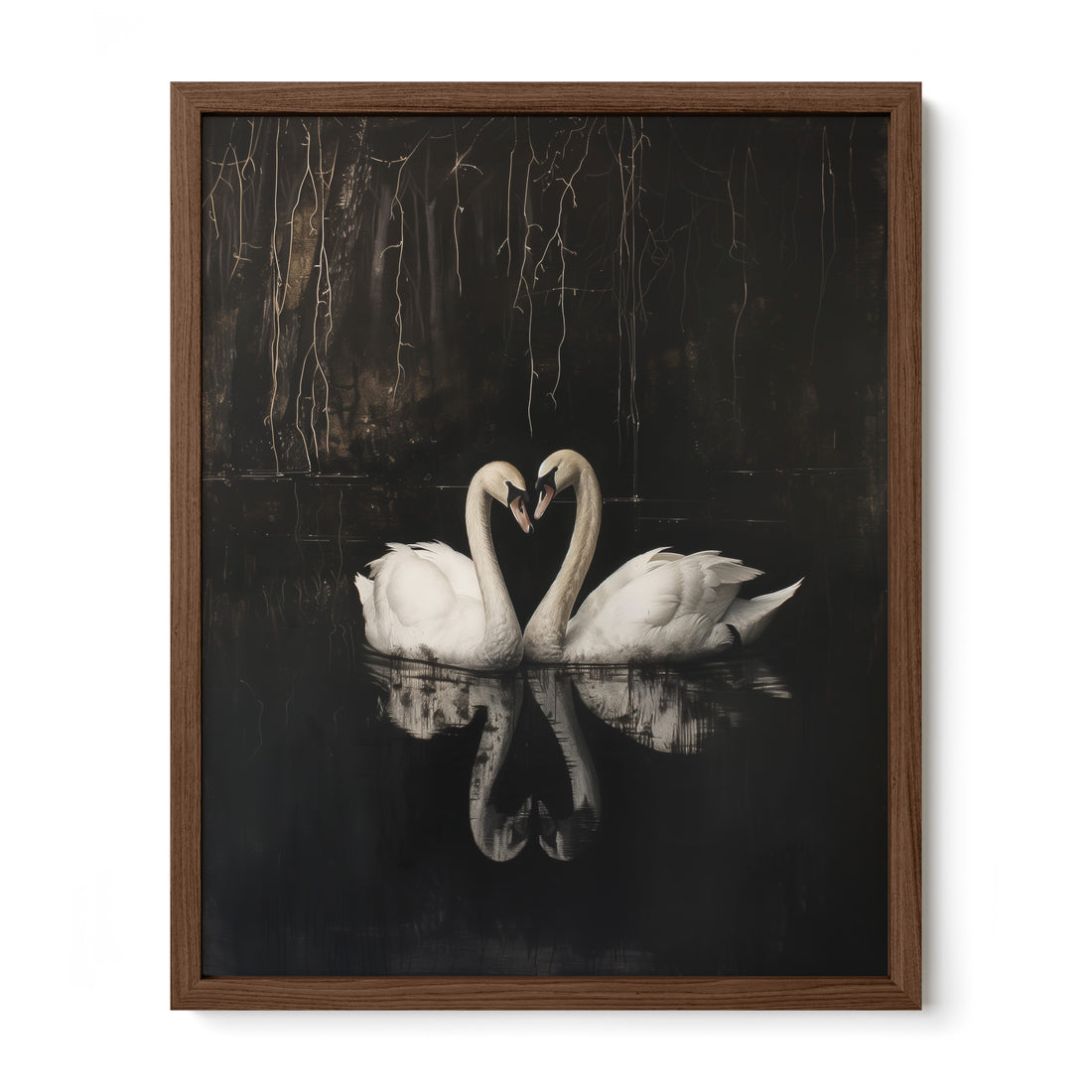 walnut framed gothic swan fine art print
