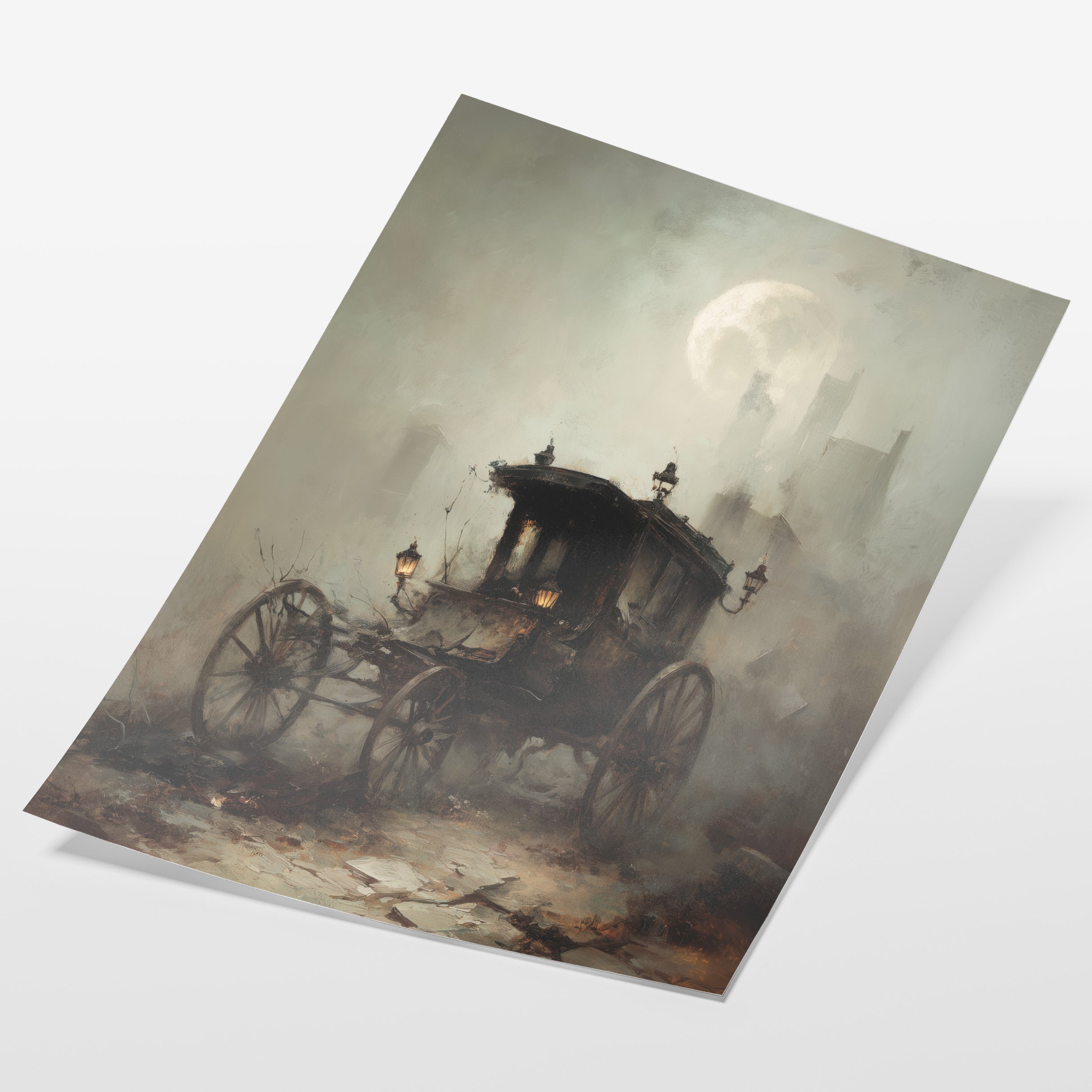 angled view of gothic Victorian carriage fine art print