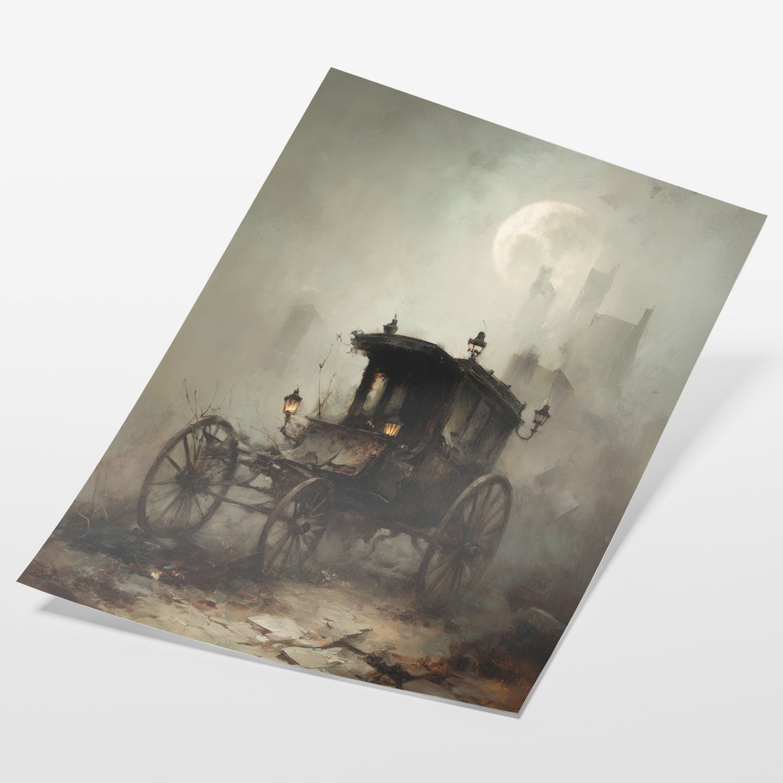 angled view of gothic Victorian carriage fine art print