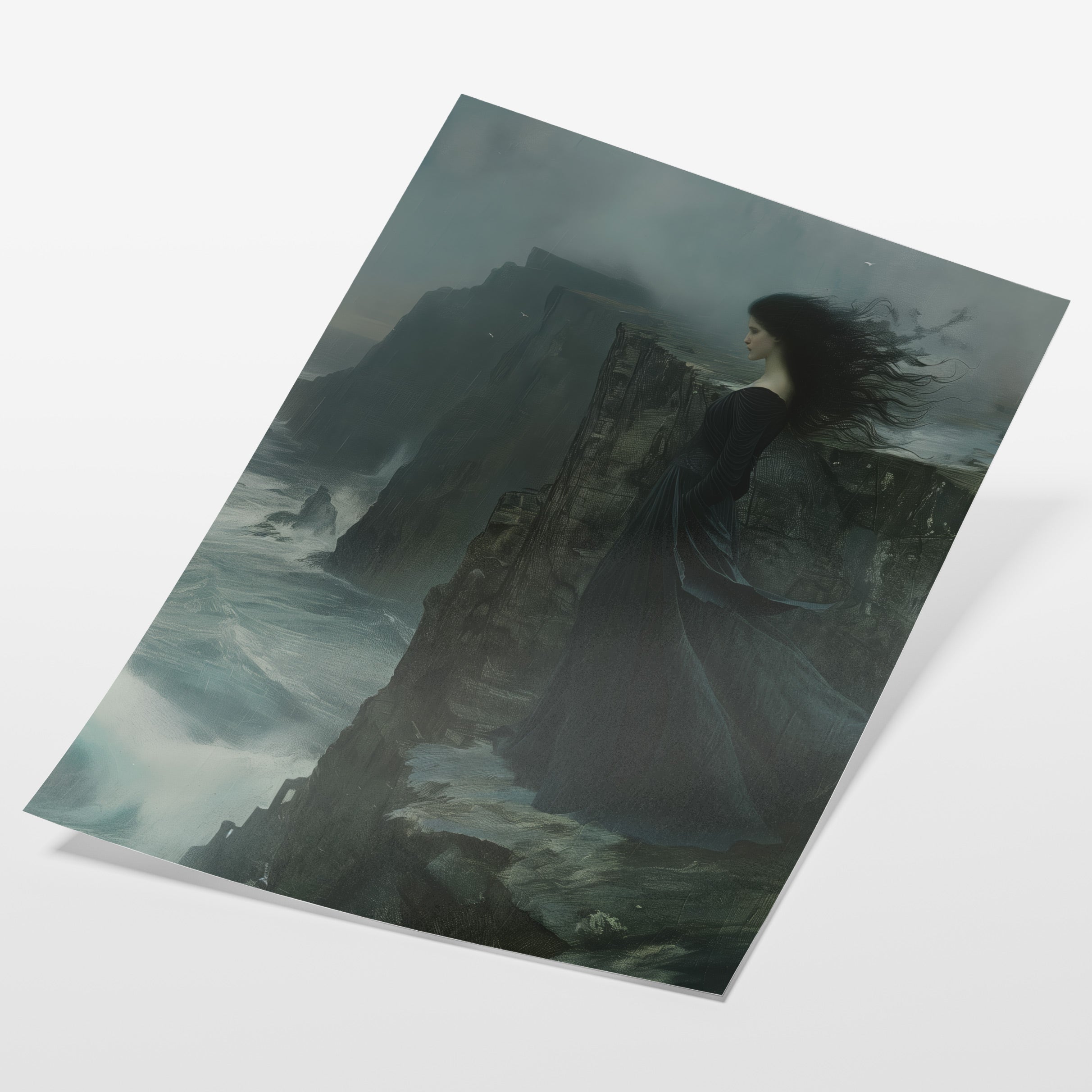 angled view of gothic coastal woman fine art print