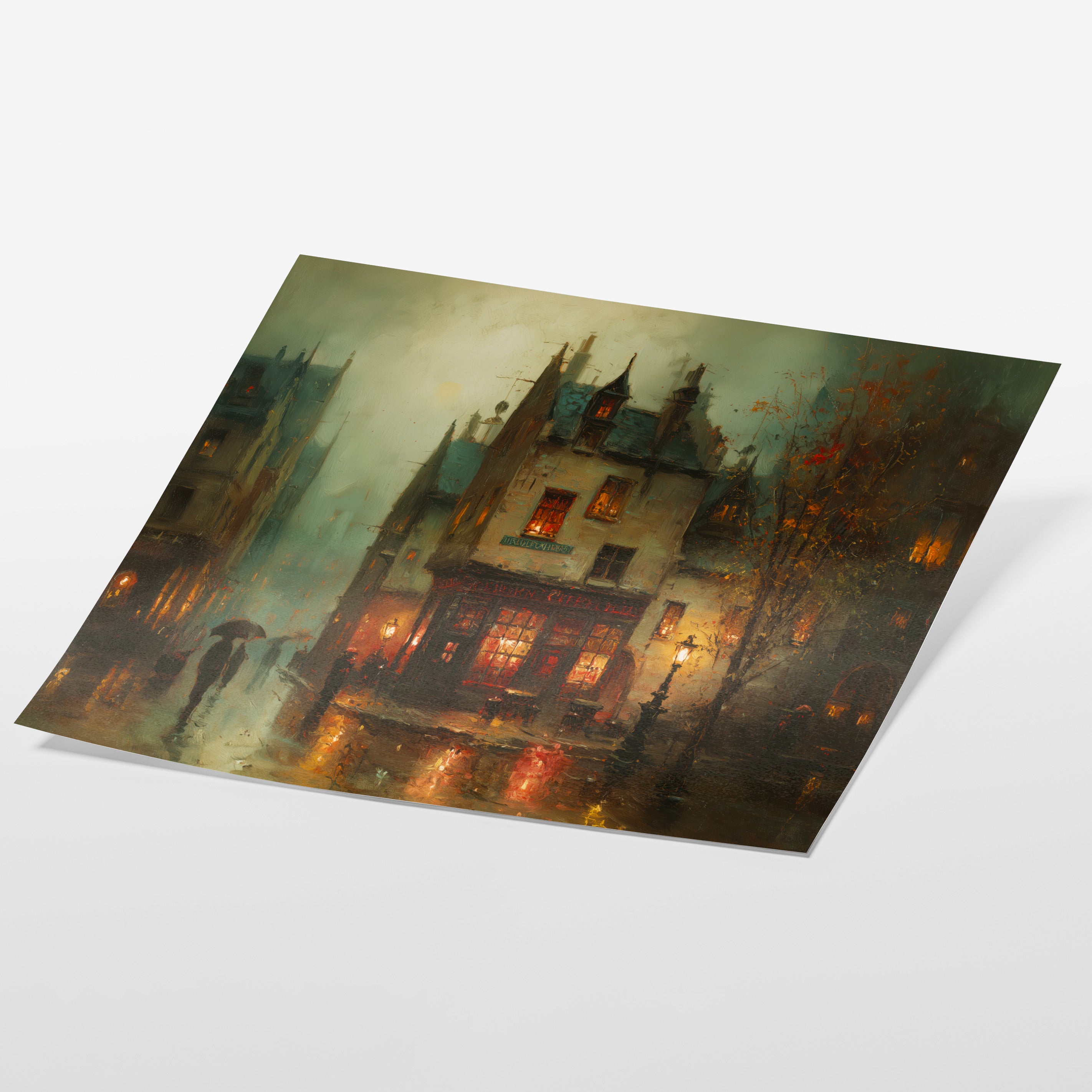 angled view of romantic Parisian city fine art print