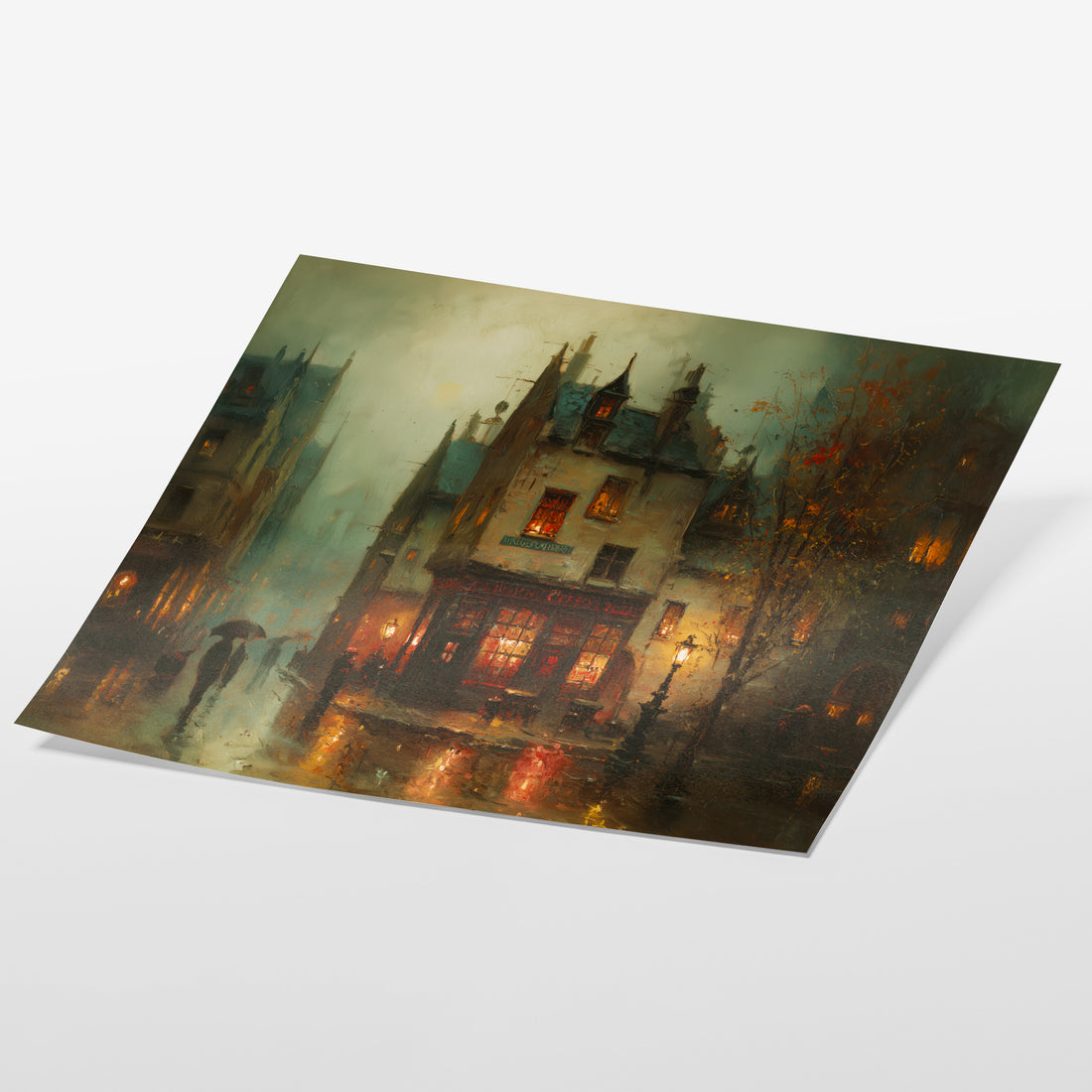 angled view of romantic Parisian city fine art print