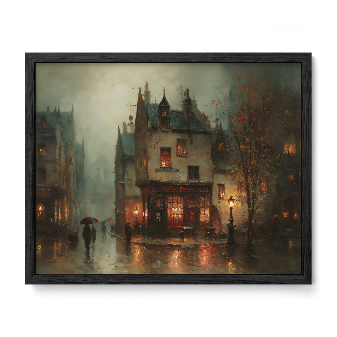 black framed romantic Parisian city wall art print