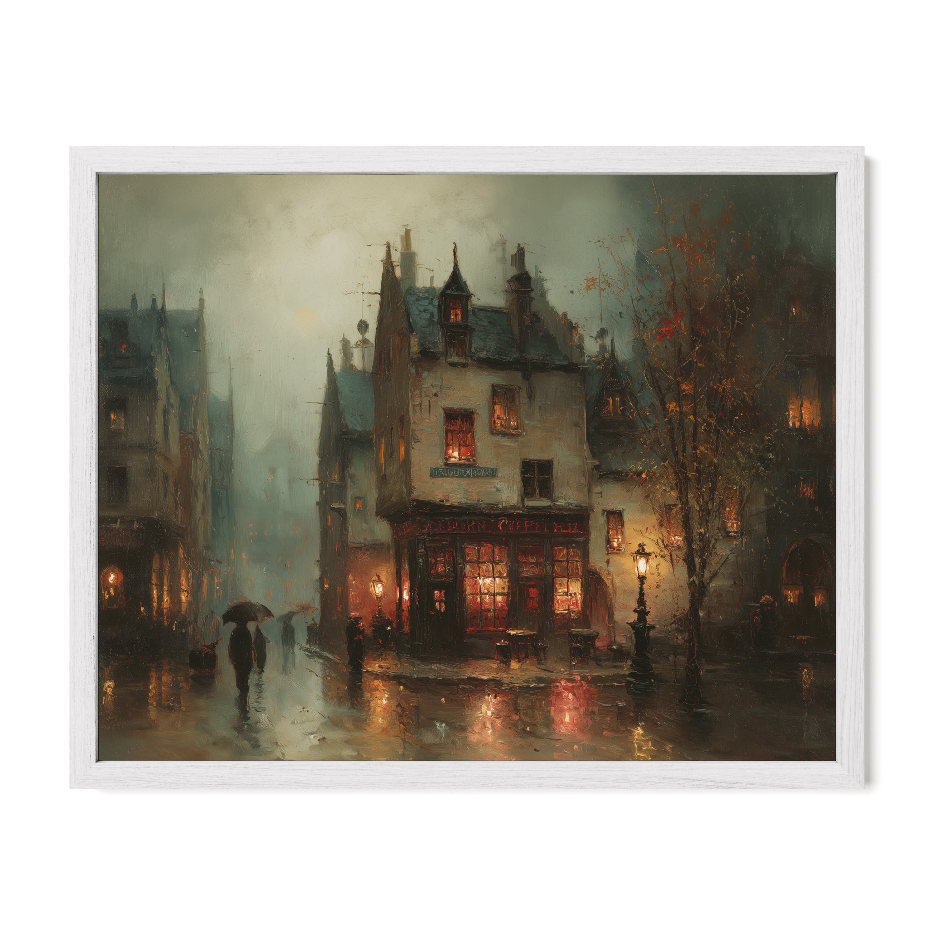 white framed romantic Paris wall art print