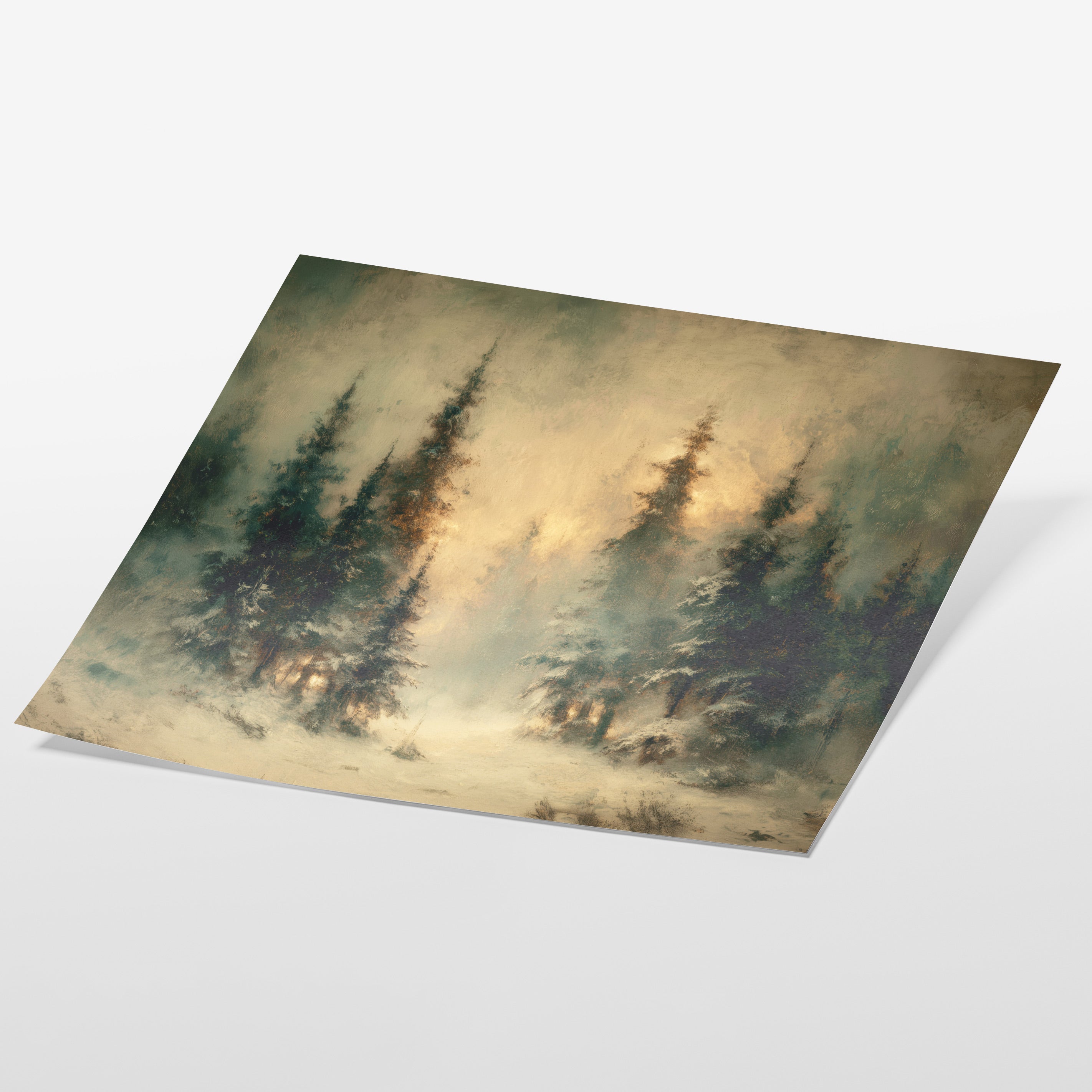 angled view of winter pine forest fine art print