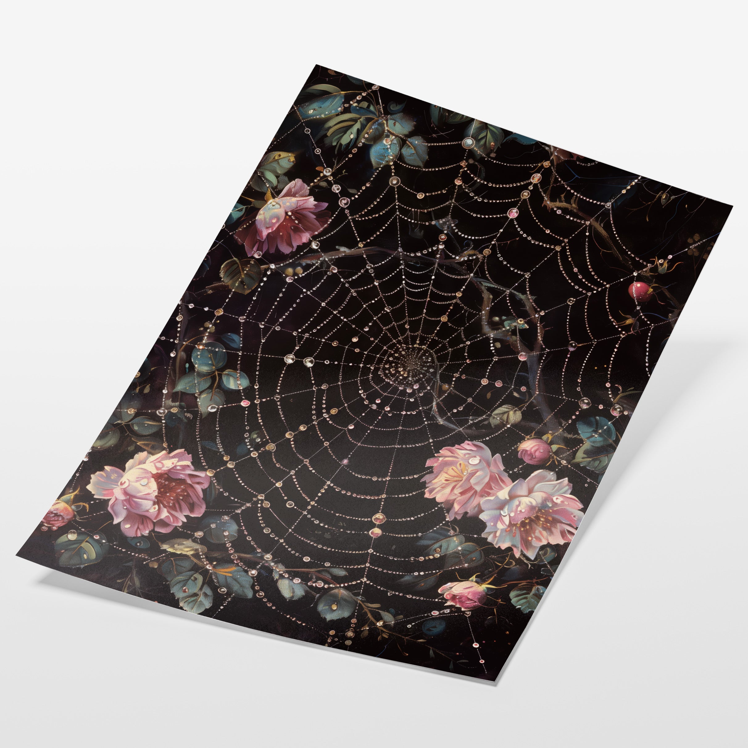 angled view of gothic spiderweb floral fine art print