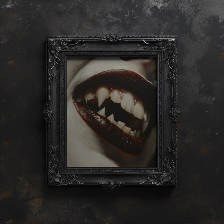 black ornate framed gothic vampire wall art print