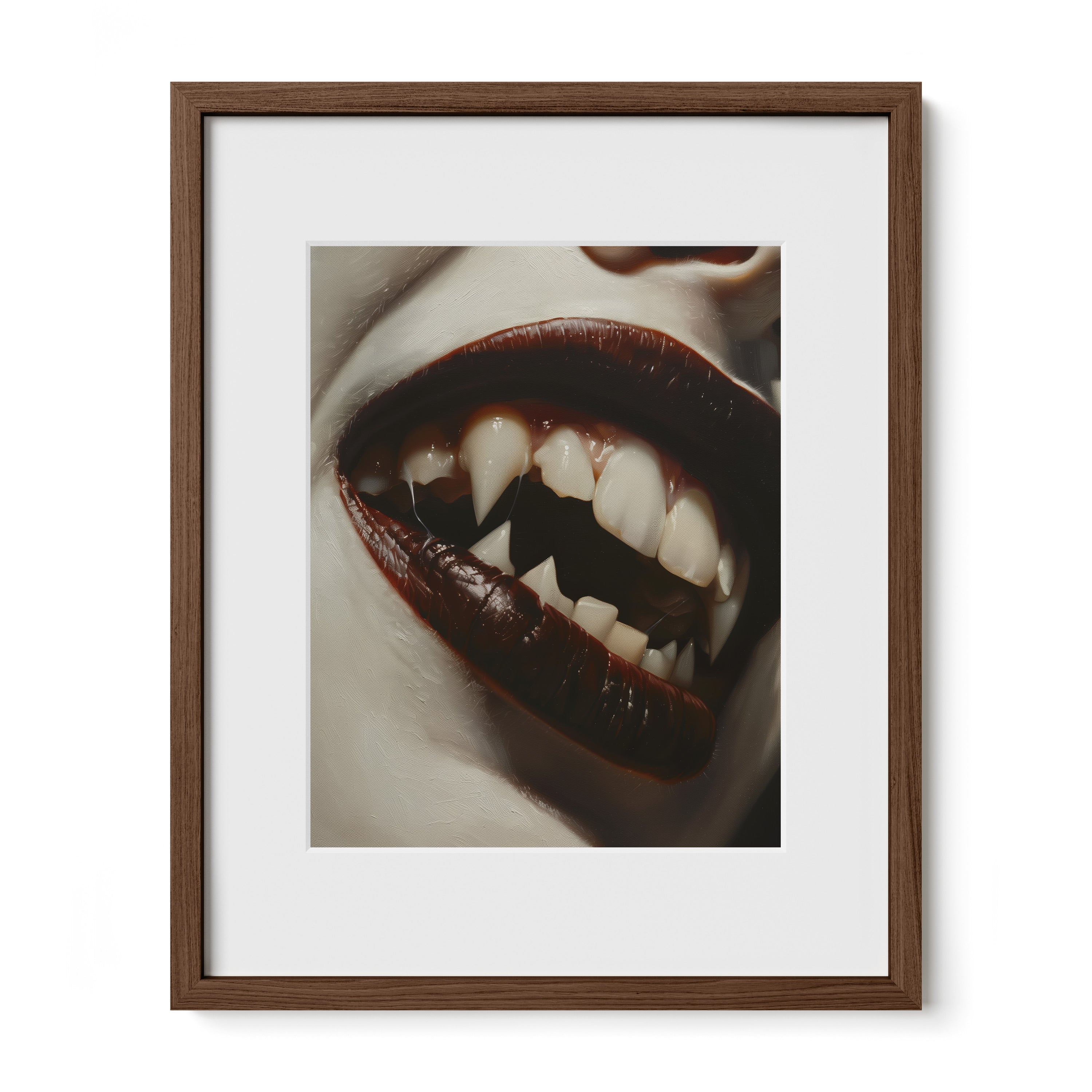 walnut framed vampiric gothic portrait print with mat