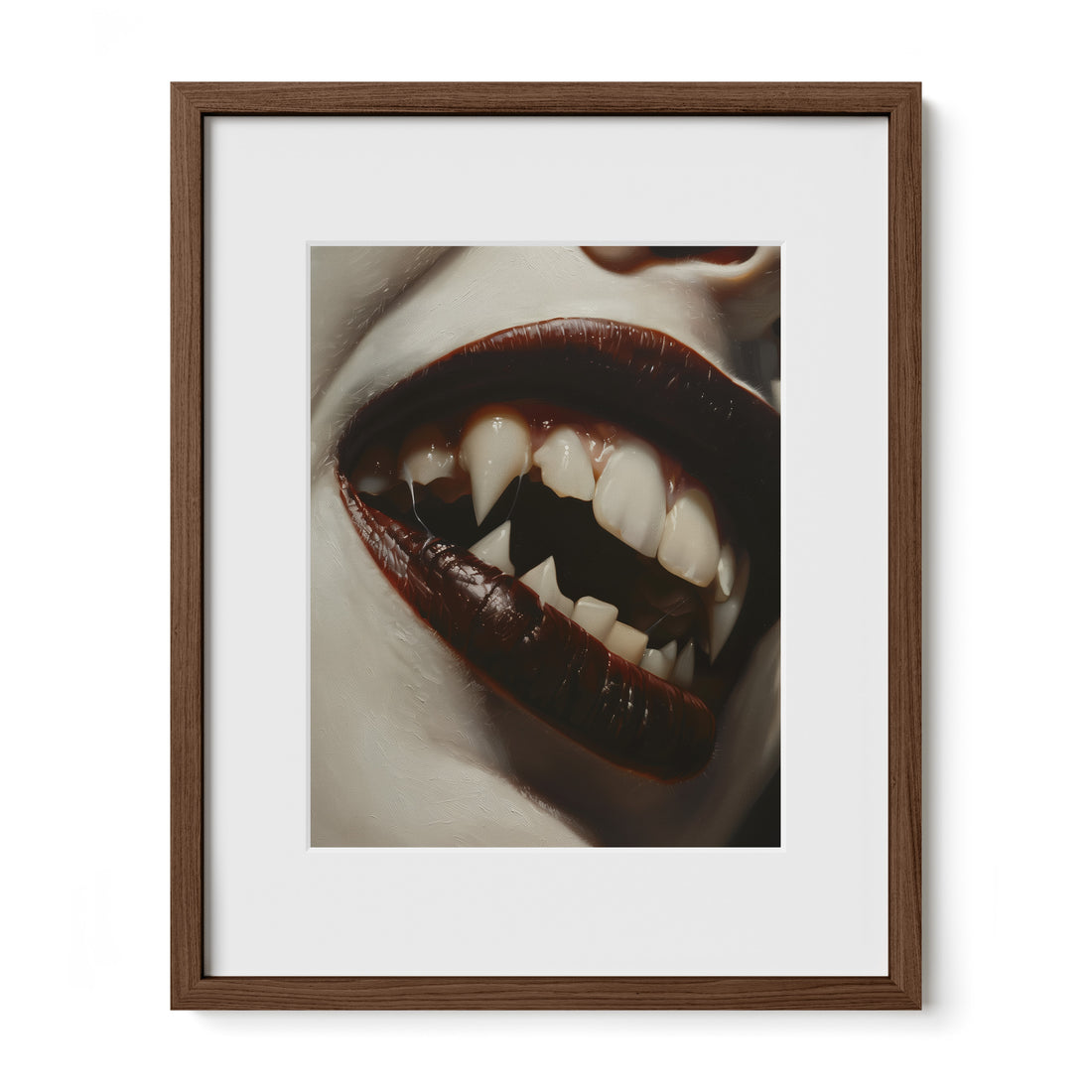walnut framed vampiric gothic portrait print with mat
