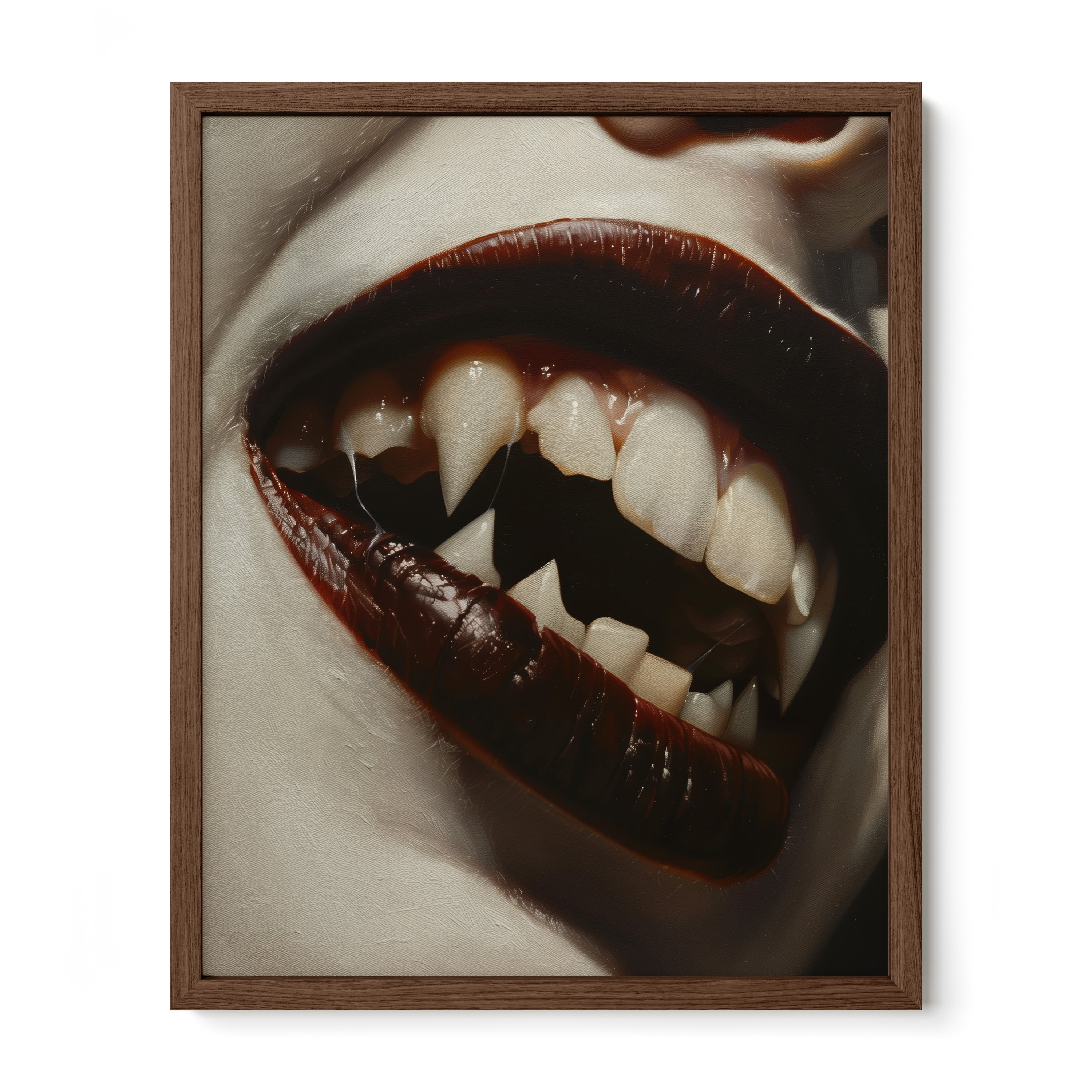 walnut framed dark romantic vampire wall art print