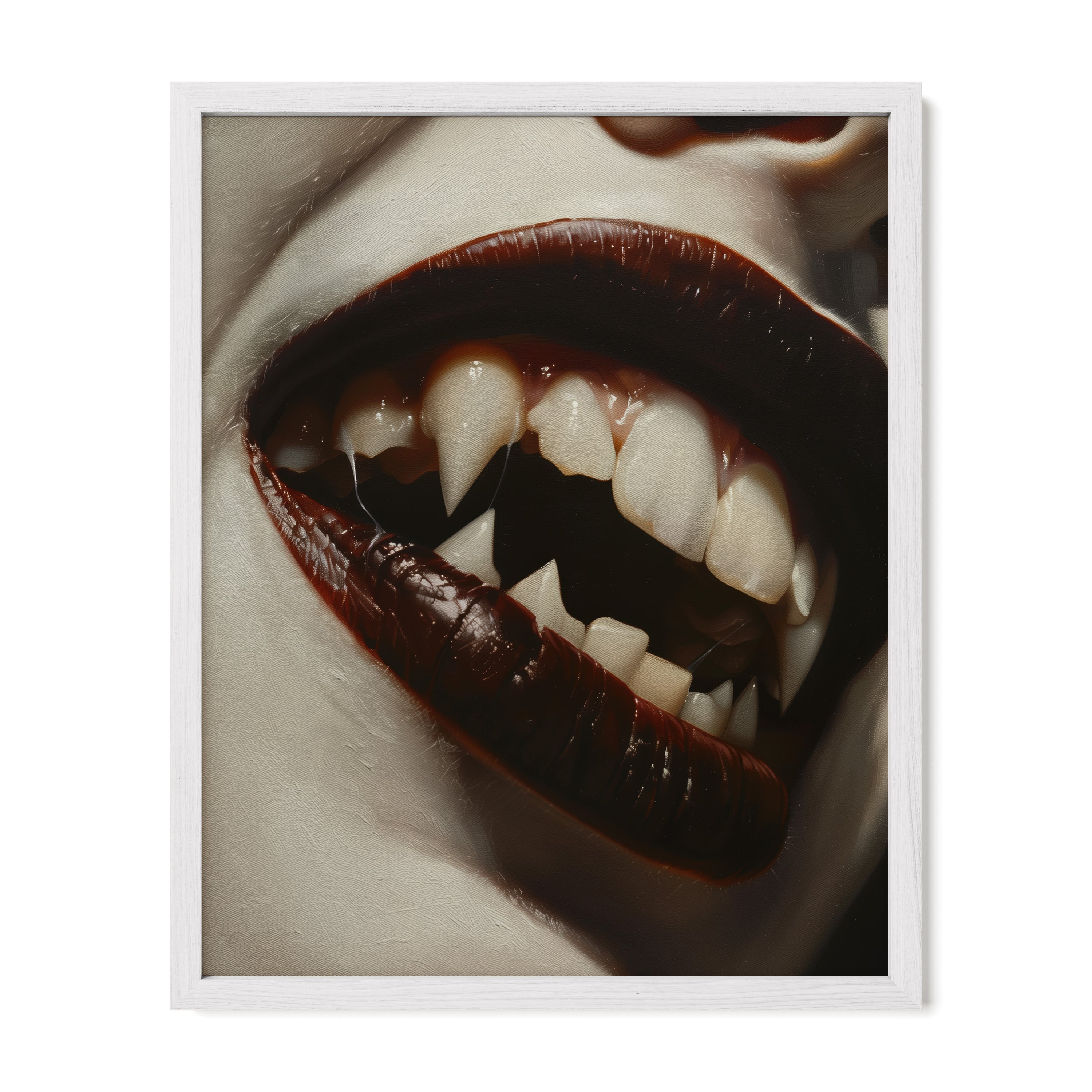white framed gothic vampire portrait wall art print