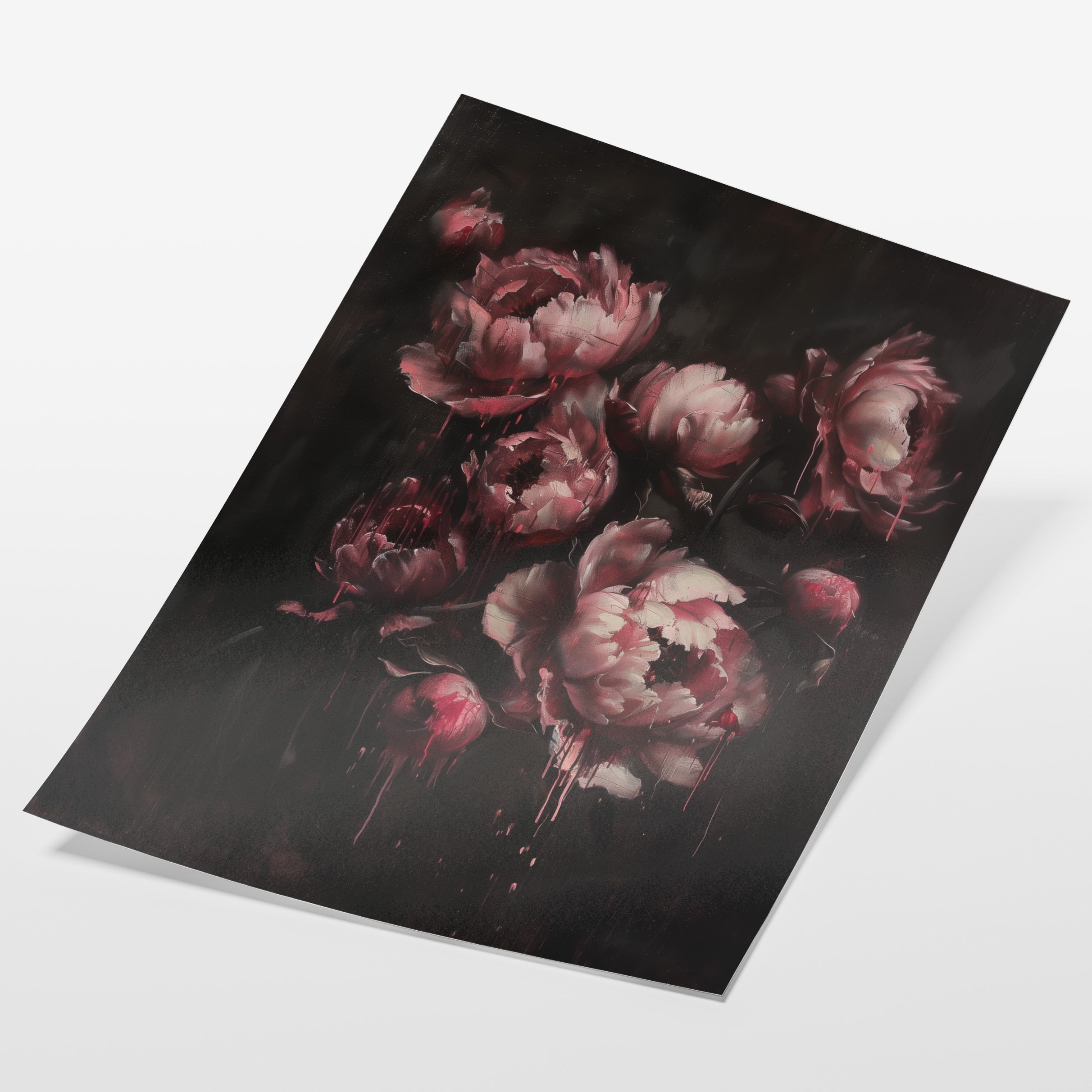 angled view of gothic peony floral fine art print