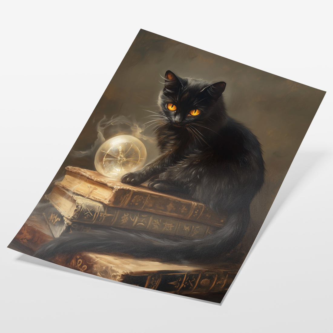 angled view of gothic black cat fine art print