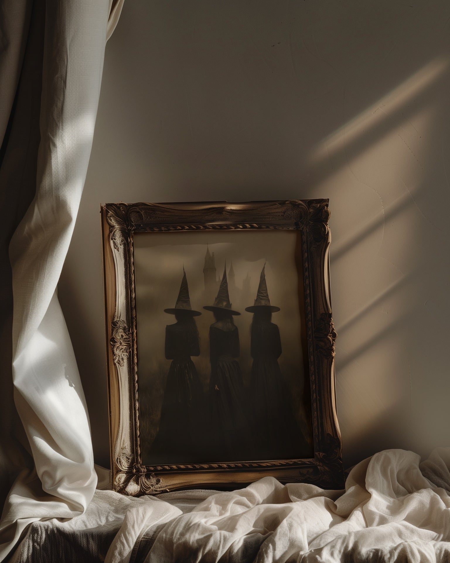 vintage framed gothic witch ritual wall art print