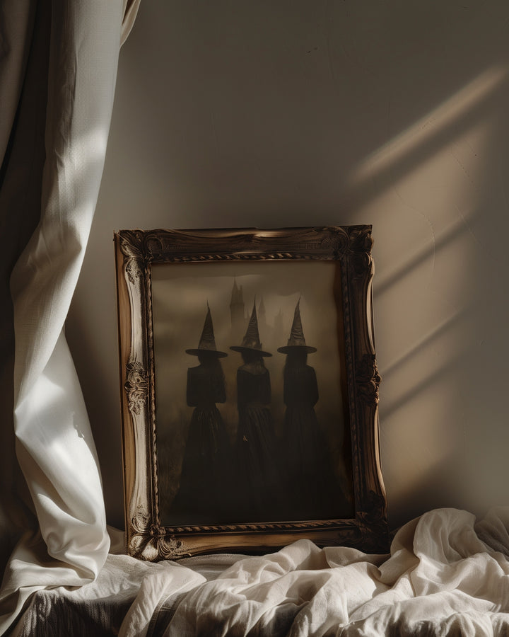 vintage framed gothic witch ritual wall art print