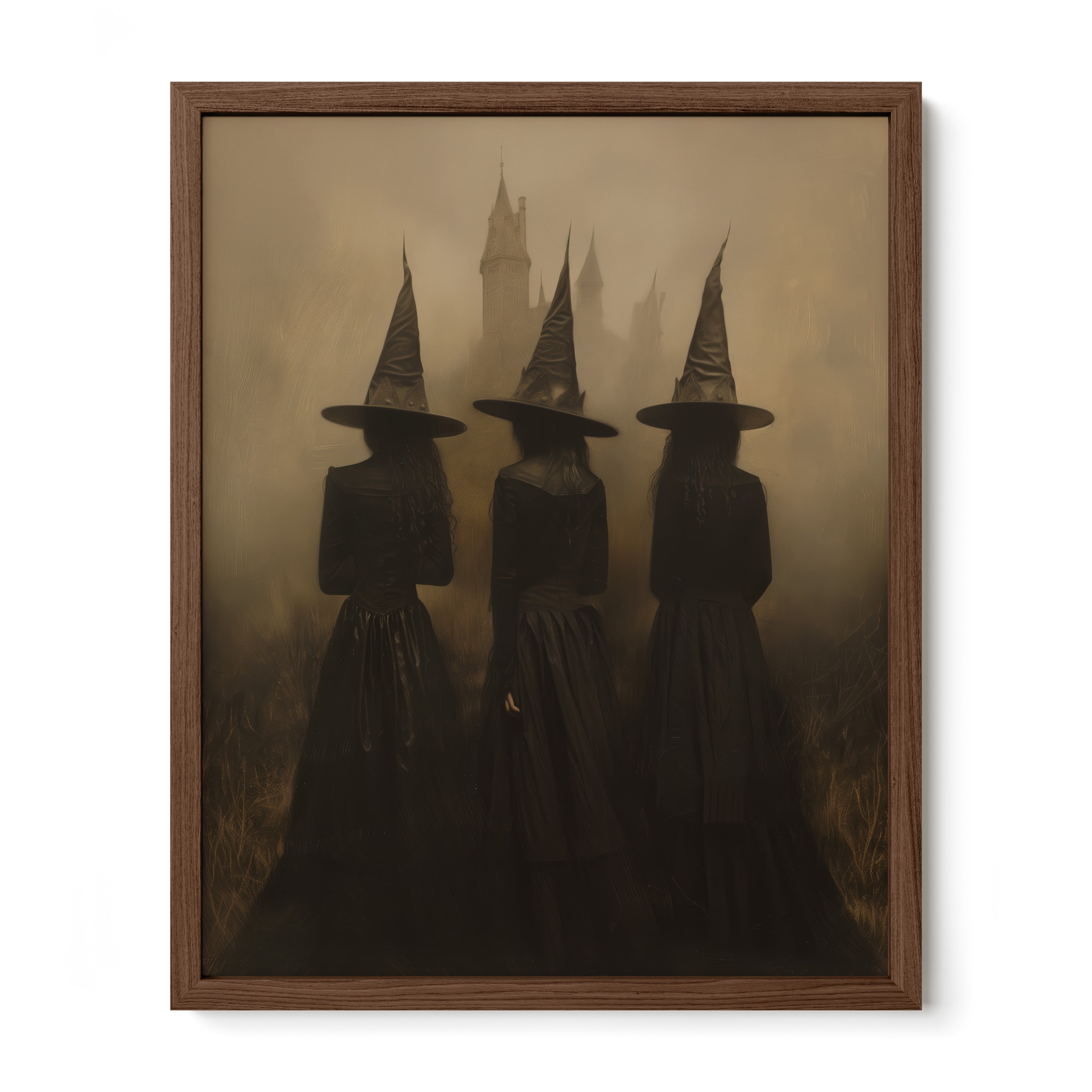 walnut framed gothic witchcraft wall art print
