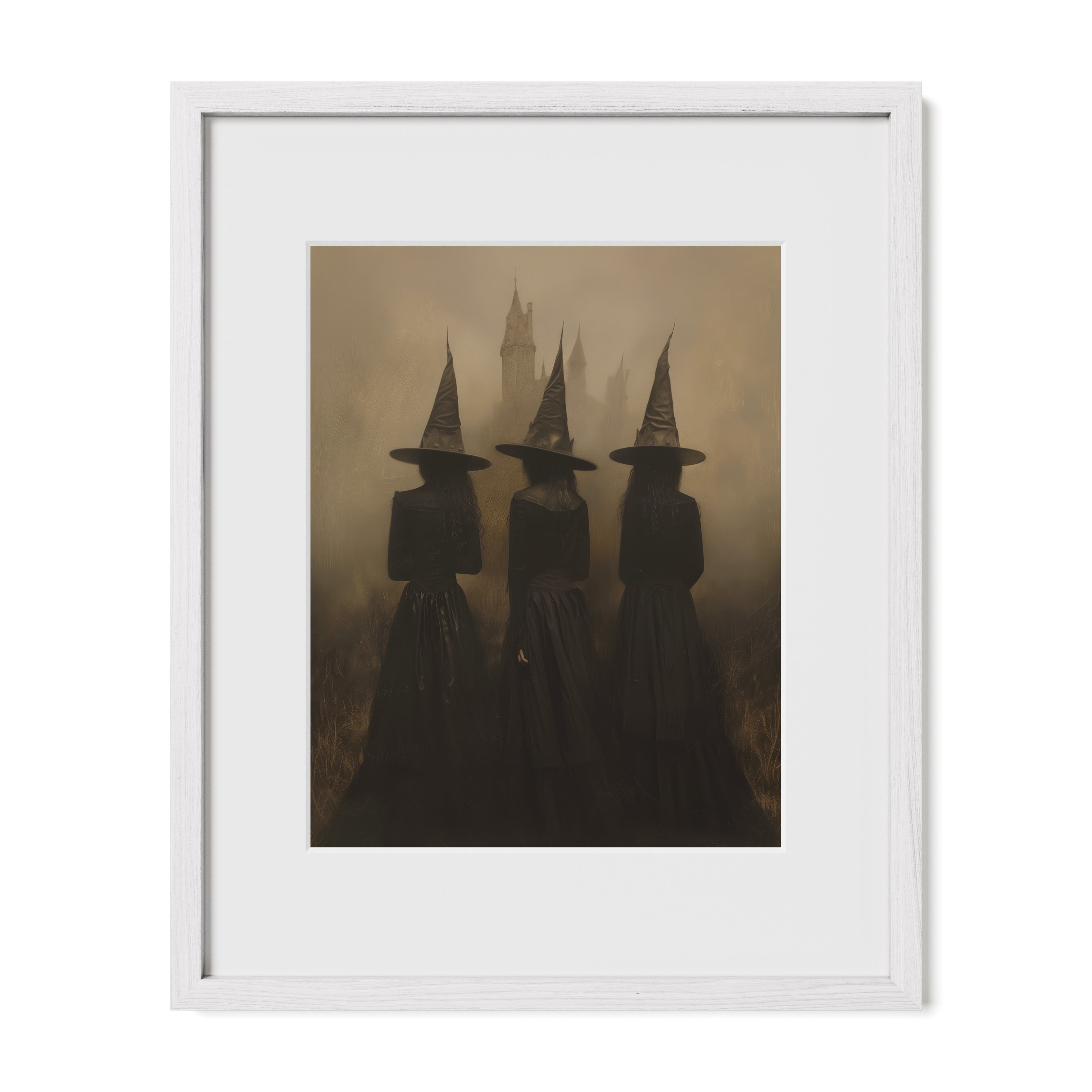 white framed occult ritual wall art print with mat