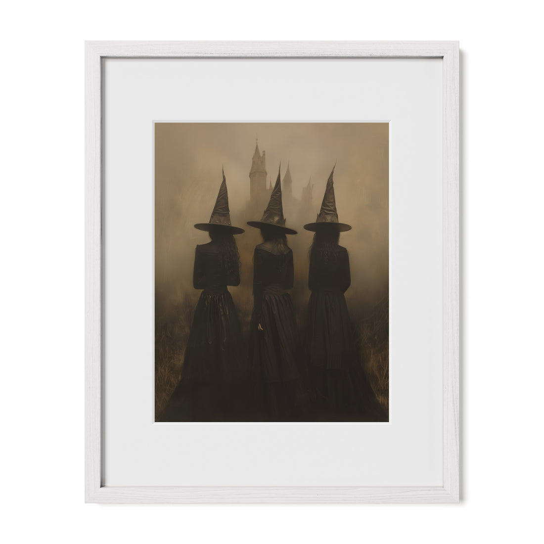white framed occult ritual wall art print with mat