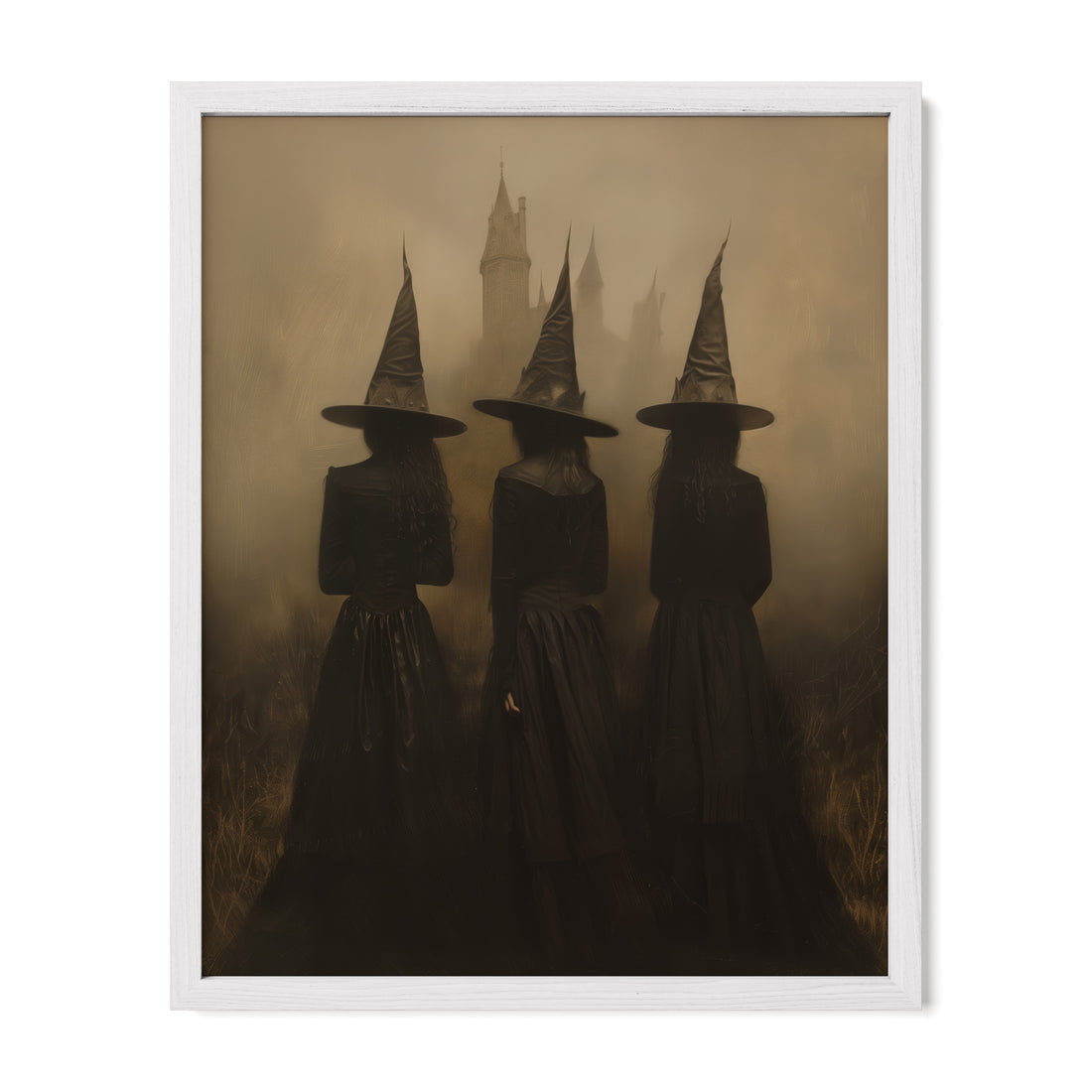 white framed gothic witch wall art print