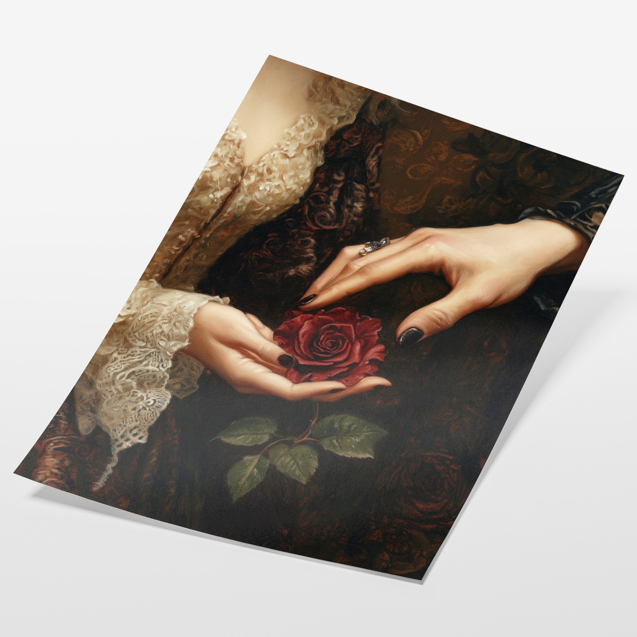 angled view of victorian romantic floral fine art print
