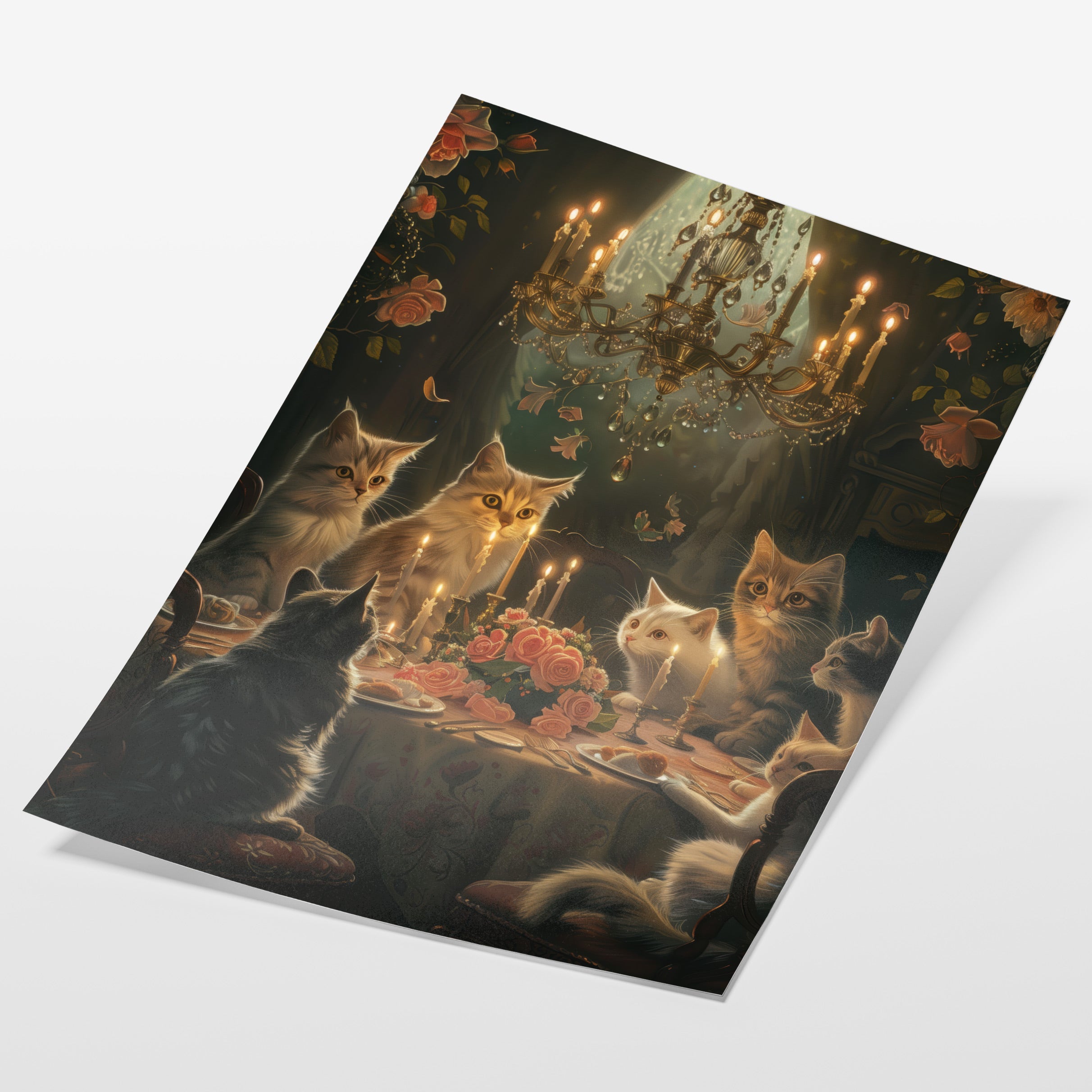 angled view of gothic cat banquet fine art print
