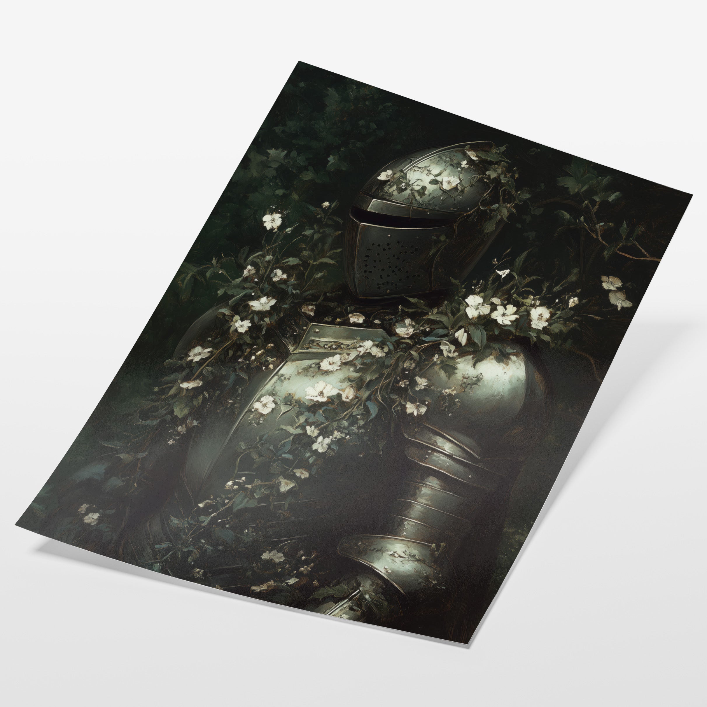 angled view of medieval gothic knight fine art print