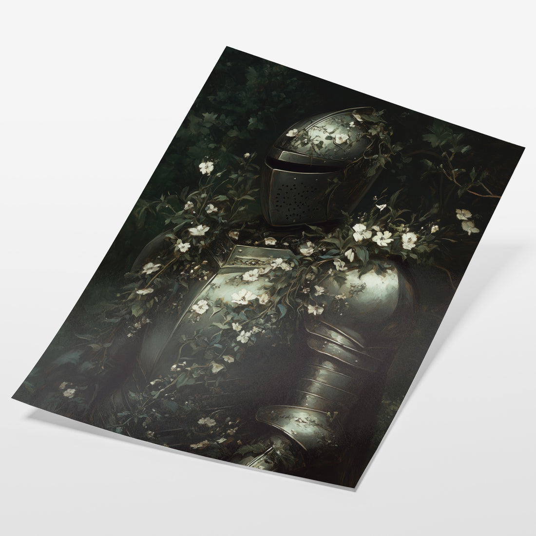 angled view of medieval gothic knight fine art print