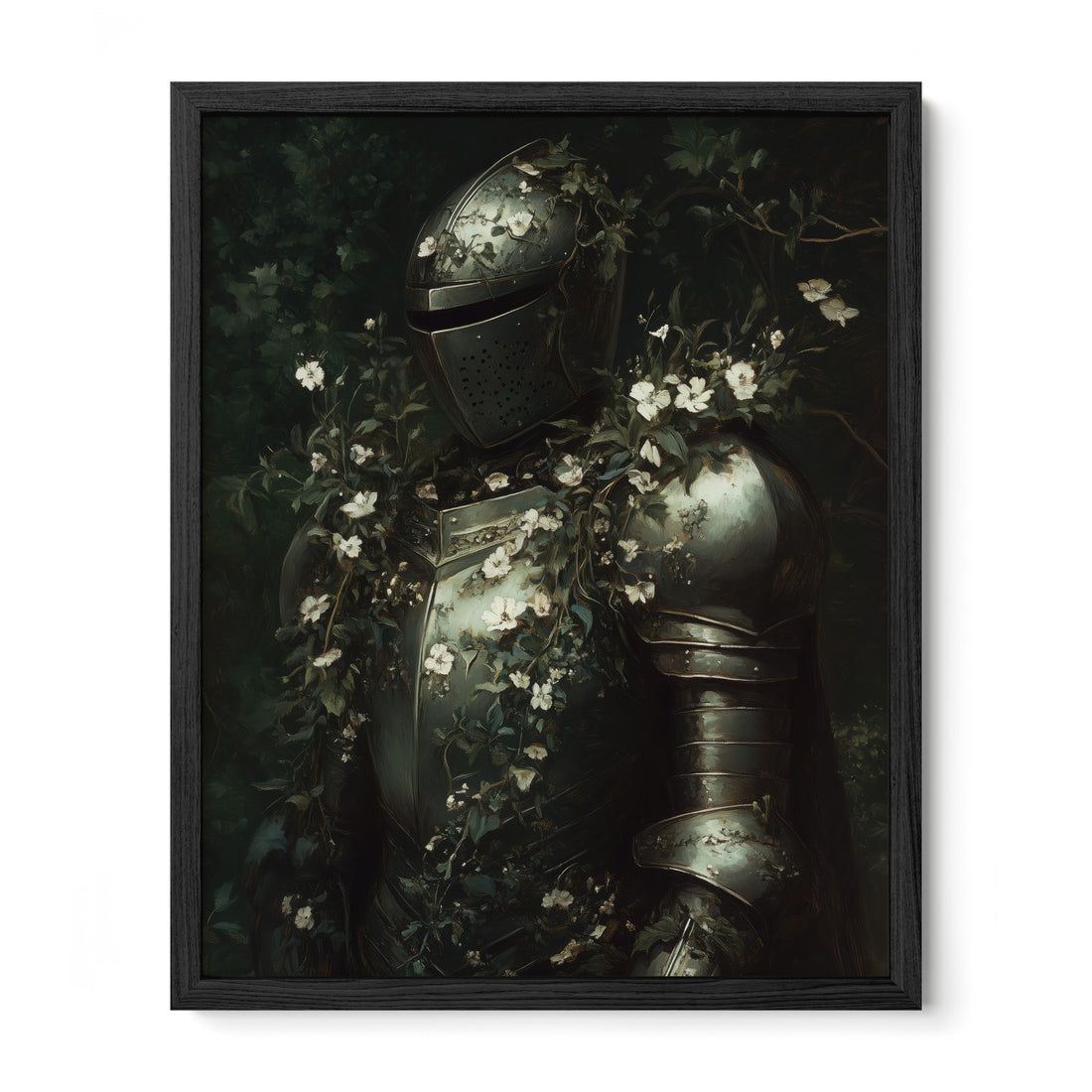 black framed medieval gothic knight wall art print