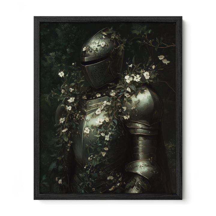 black framed medieval gothic knight wall art print