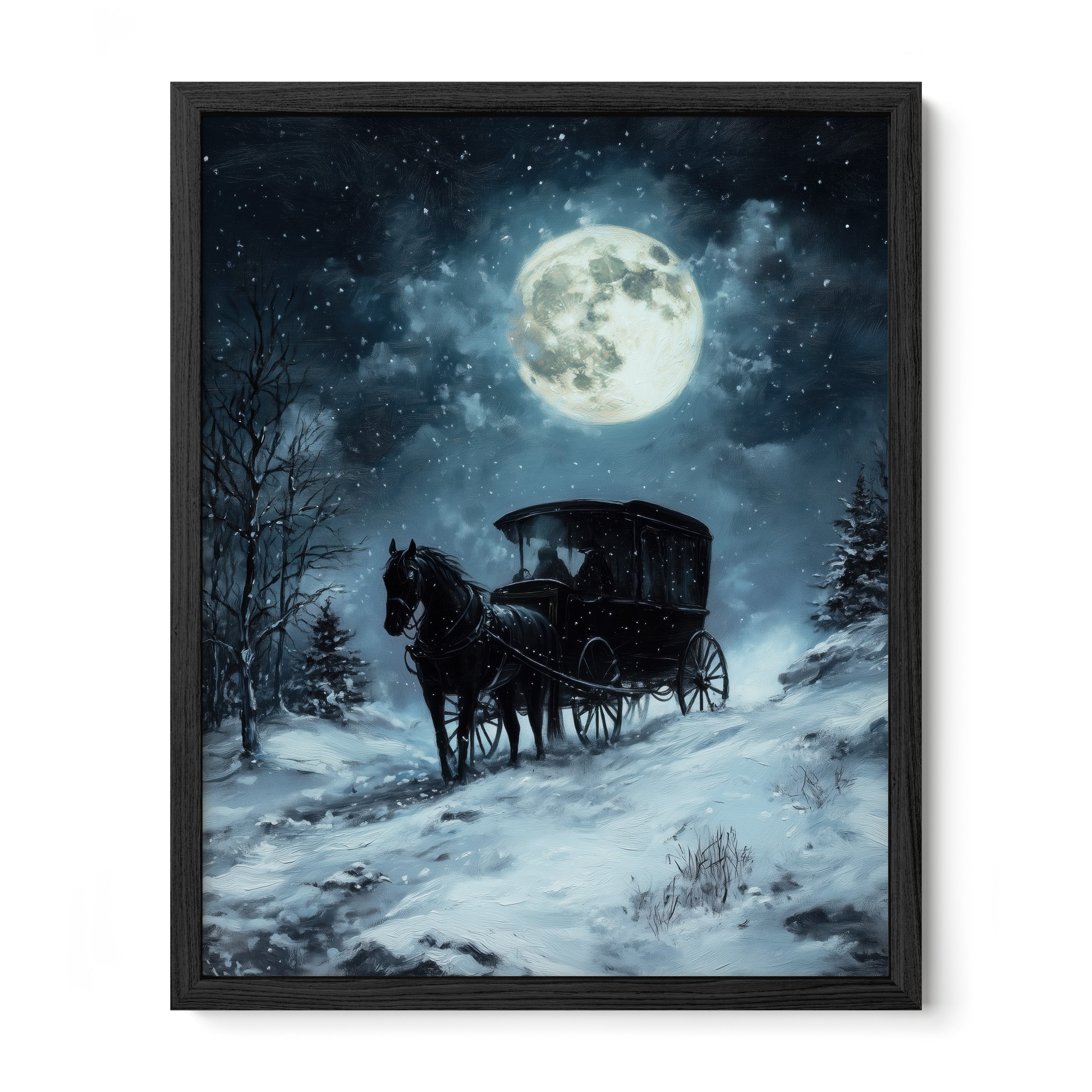 black framed gothic carriage wall art print