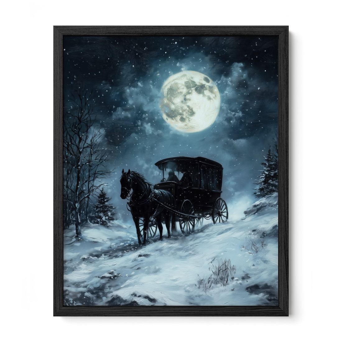 black framed gothic carriage wall art print