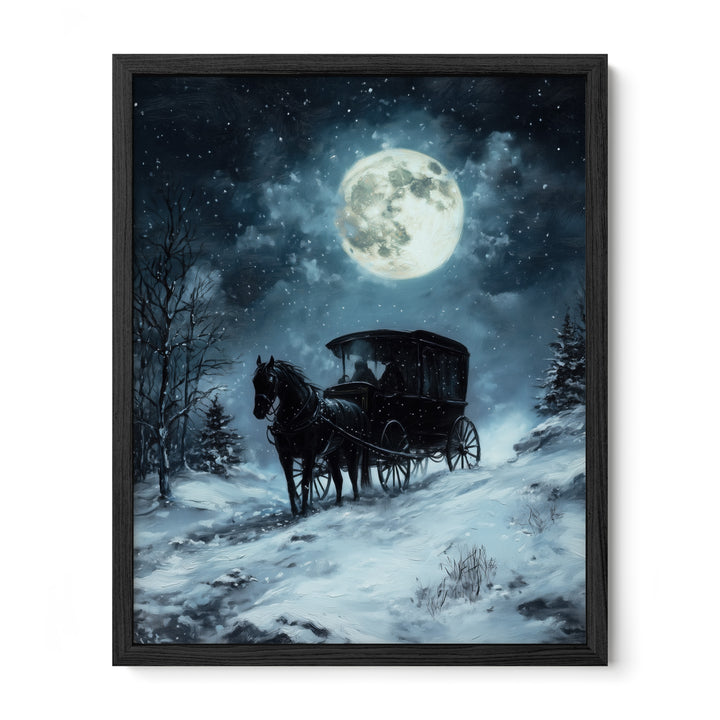 black framed gothic carriage wall art print