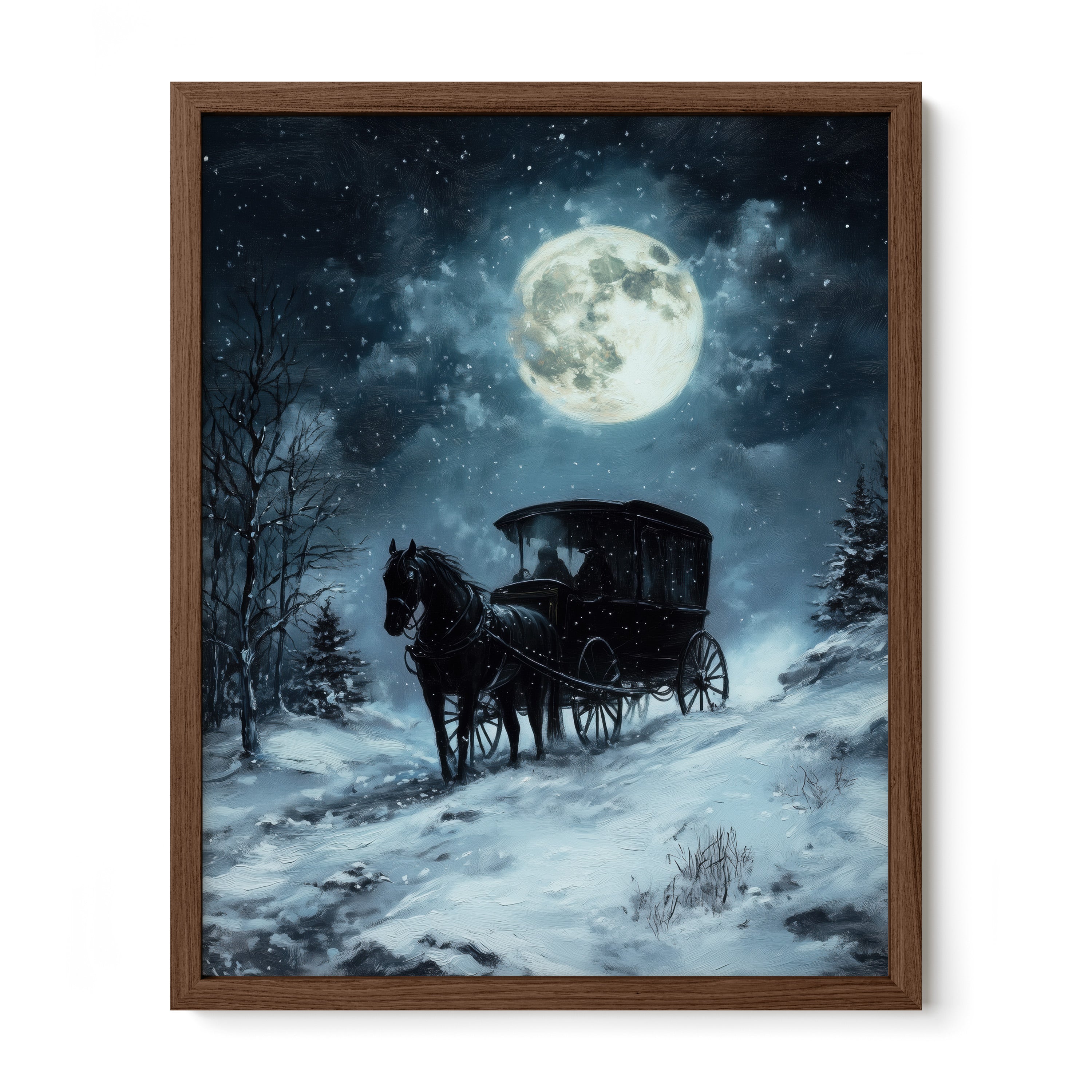 walnut framed gothic carriage wall art print