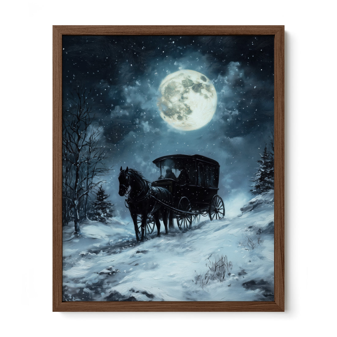 walnut framed gothic carriage wall art print