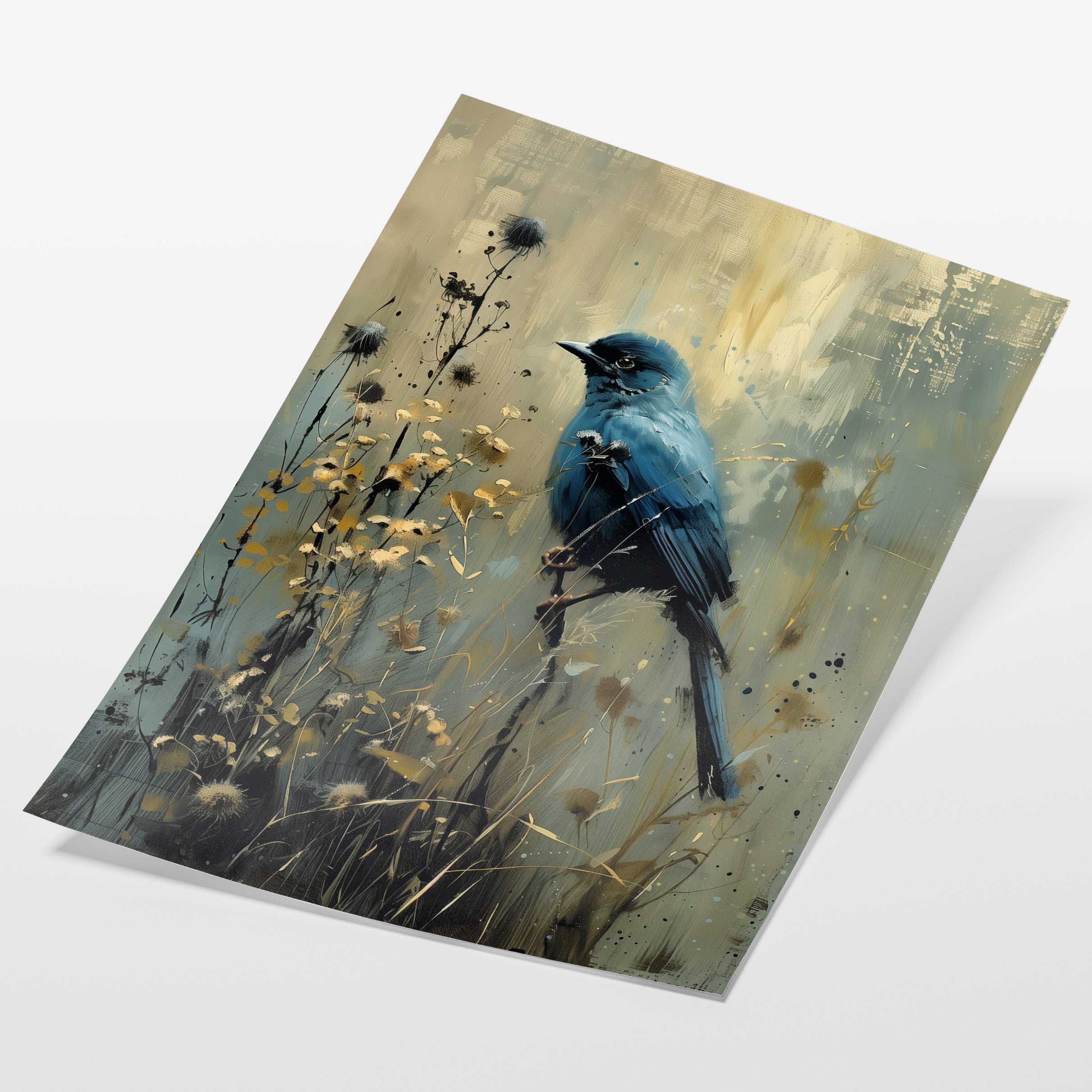 angled view of gothic blue bird fine art print
