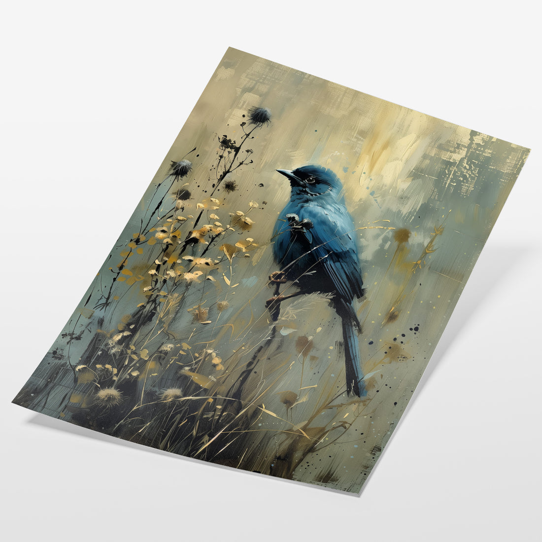angled view of gothic blue bird fine art print