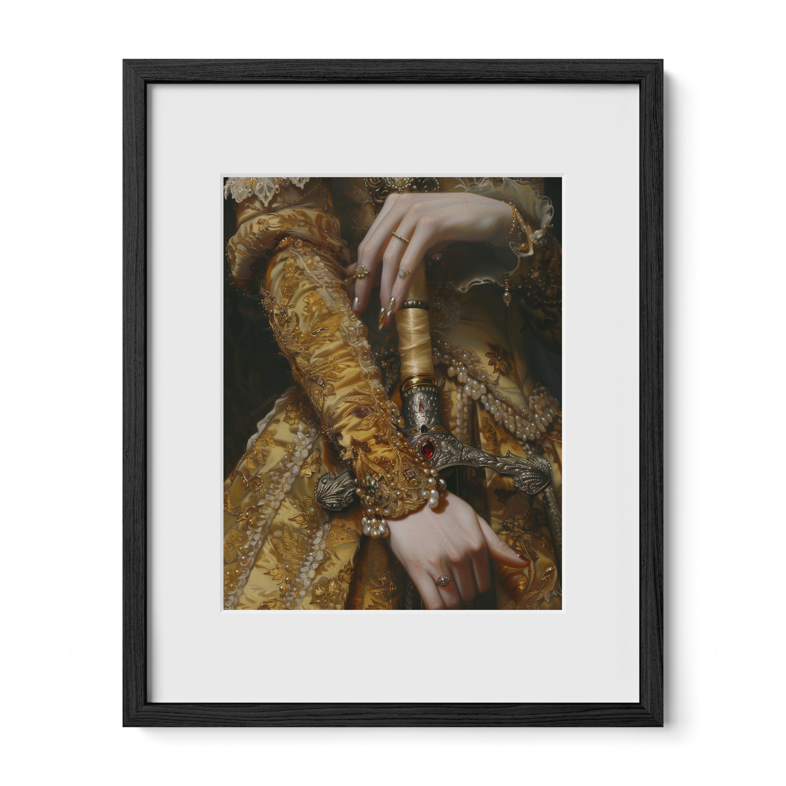 black framed baroque royal wall art print with mat