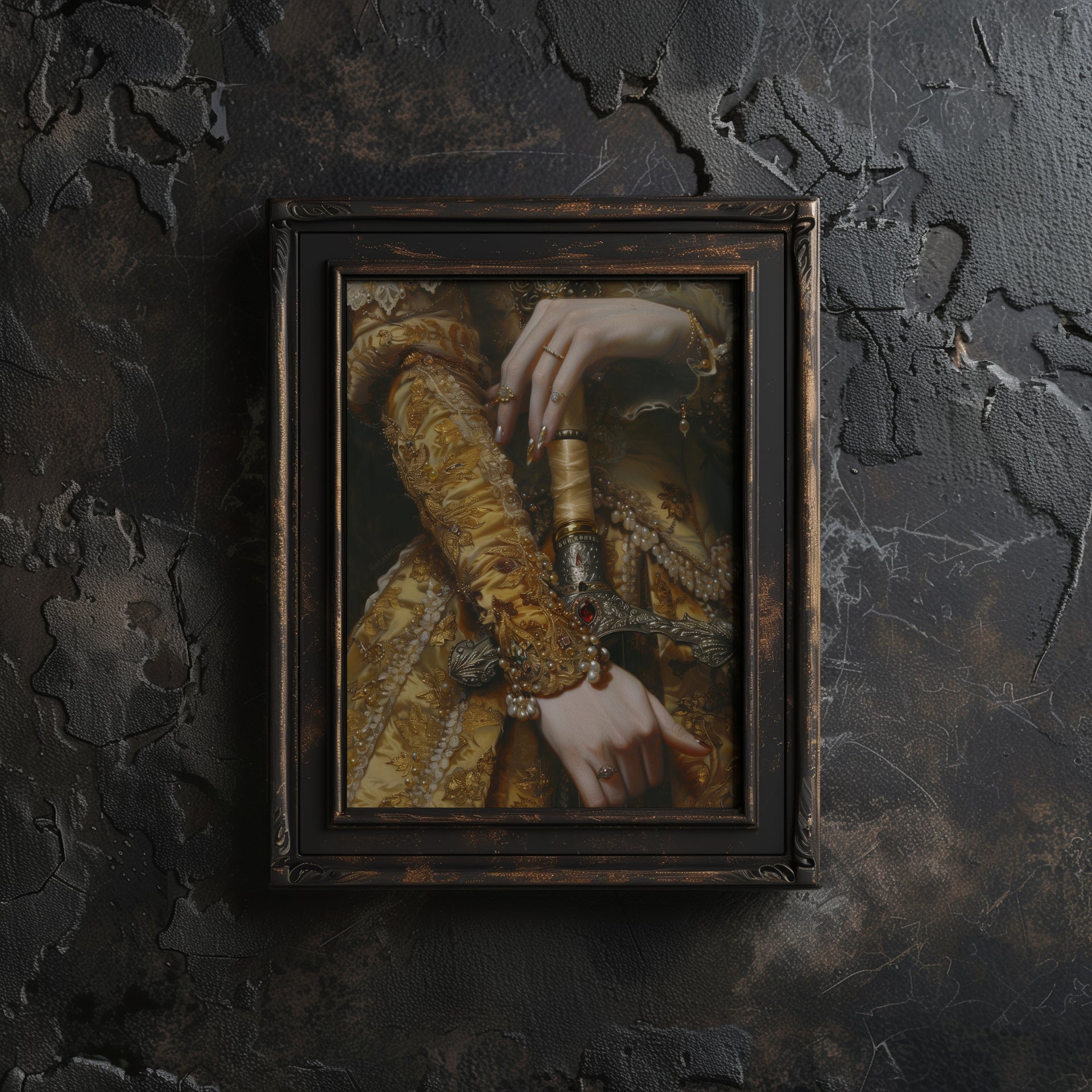 brown framed gothic royal portrait wall art print