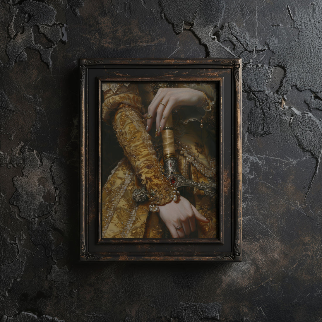 brown framed gothic royal portrait wall art print