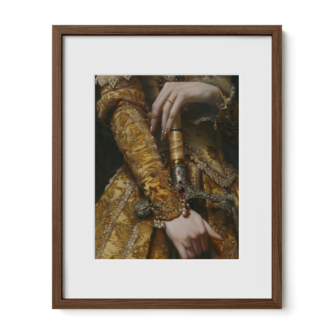 walnut framed regal gothic portrait print with mat