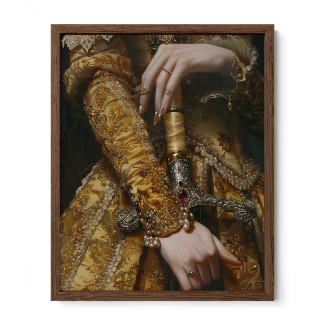 walnut framed gothic queen portrait wall art print