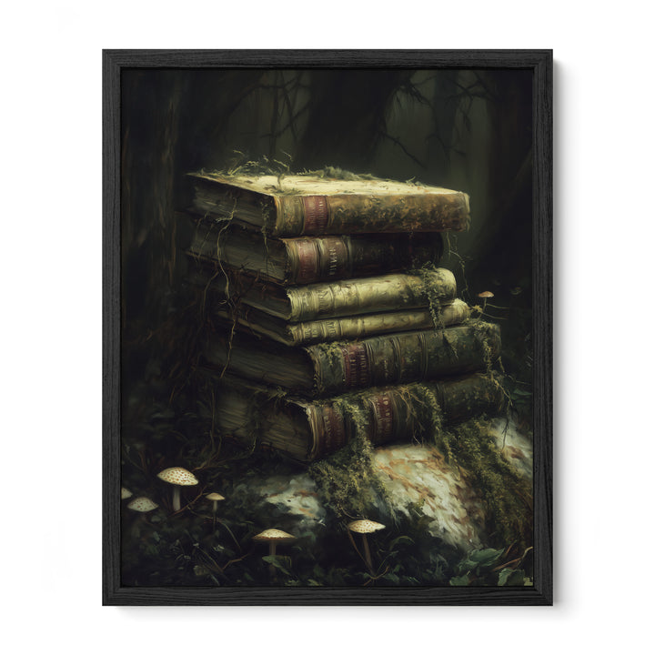 black framed dark academia book wall art print