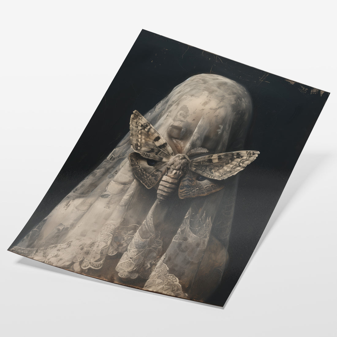 angled view of gothic veiled portrait fine art print