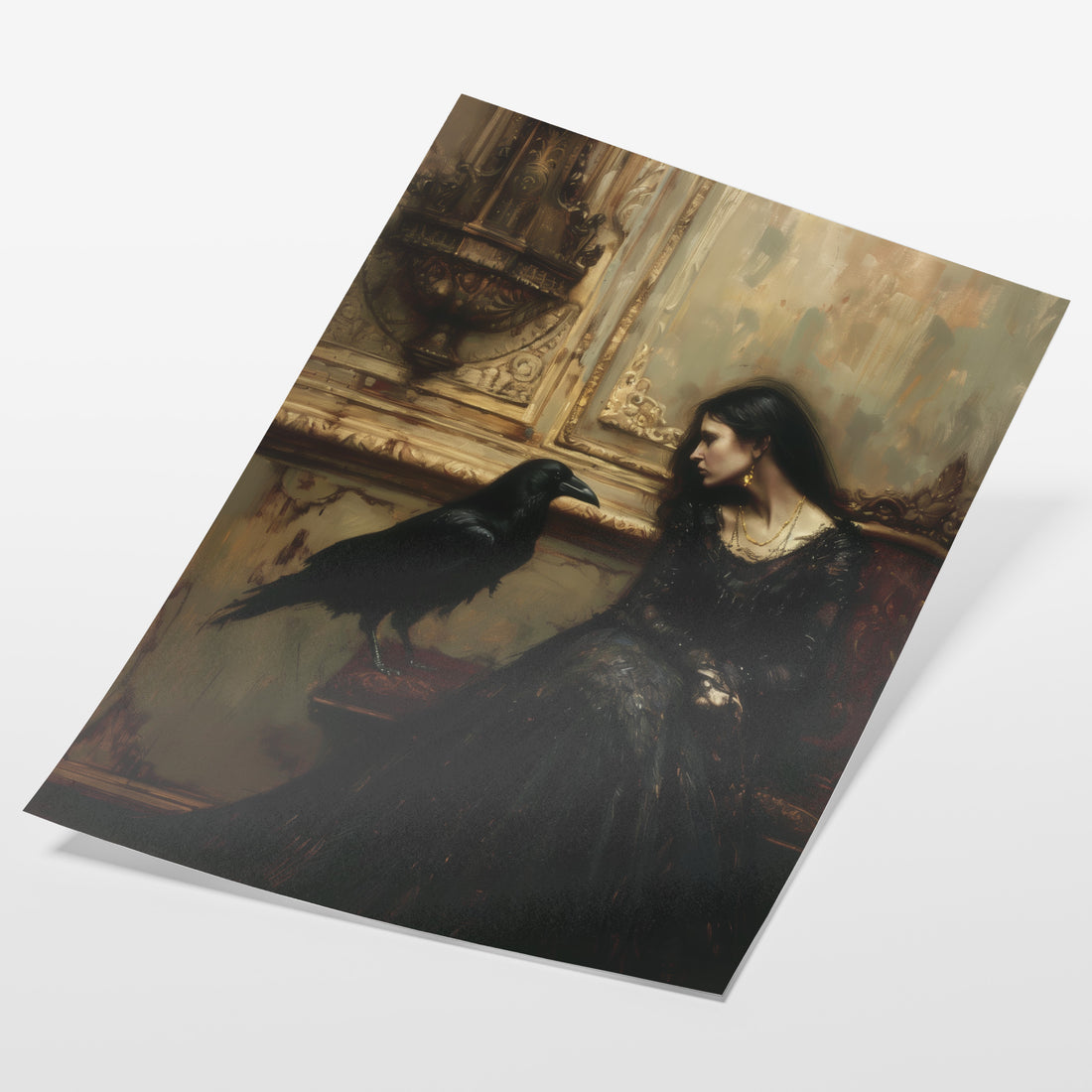 angled view of gothic raven mourning fine art print
