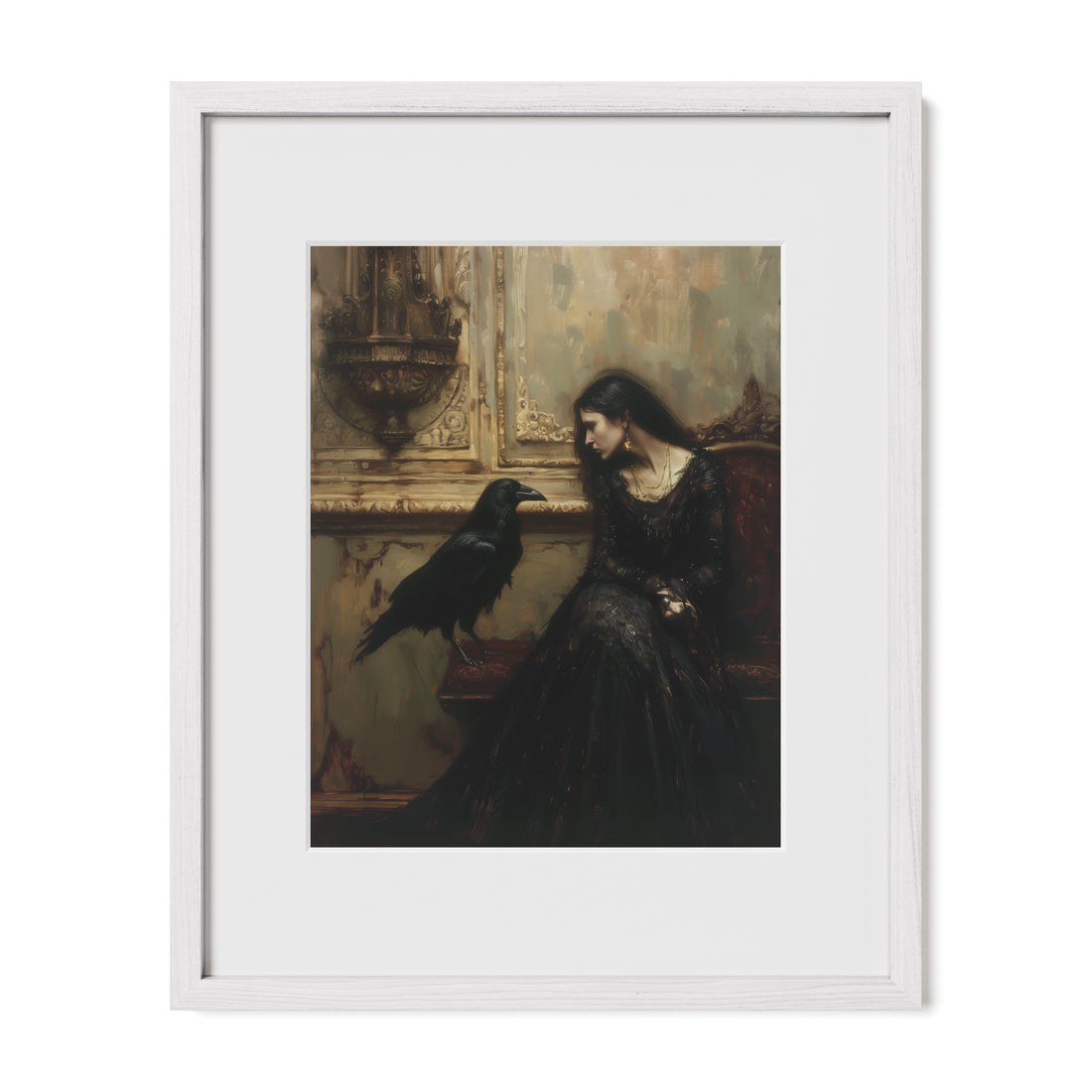 white framed poetic mourning wall art print with mat