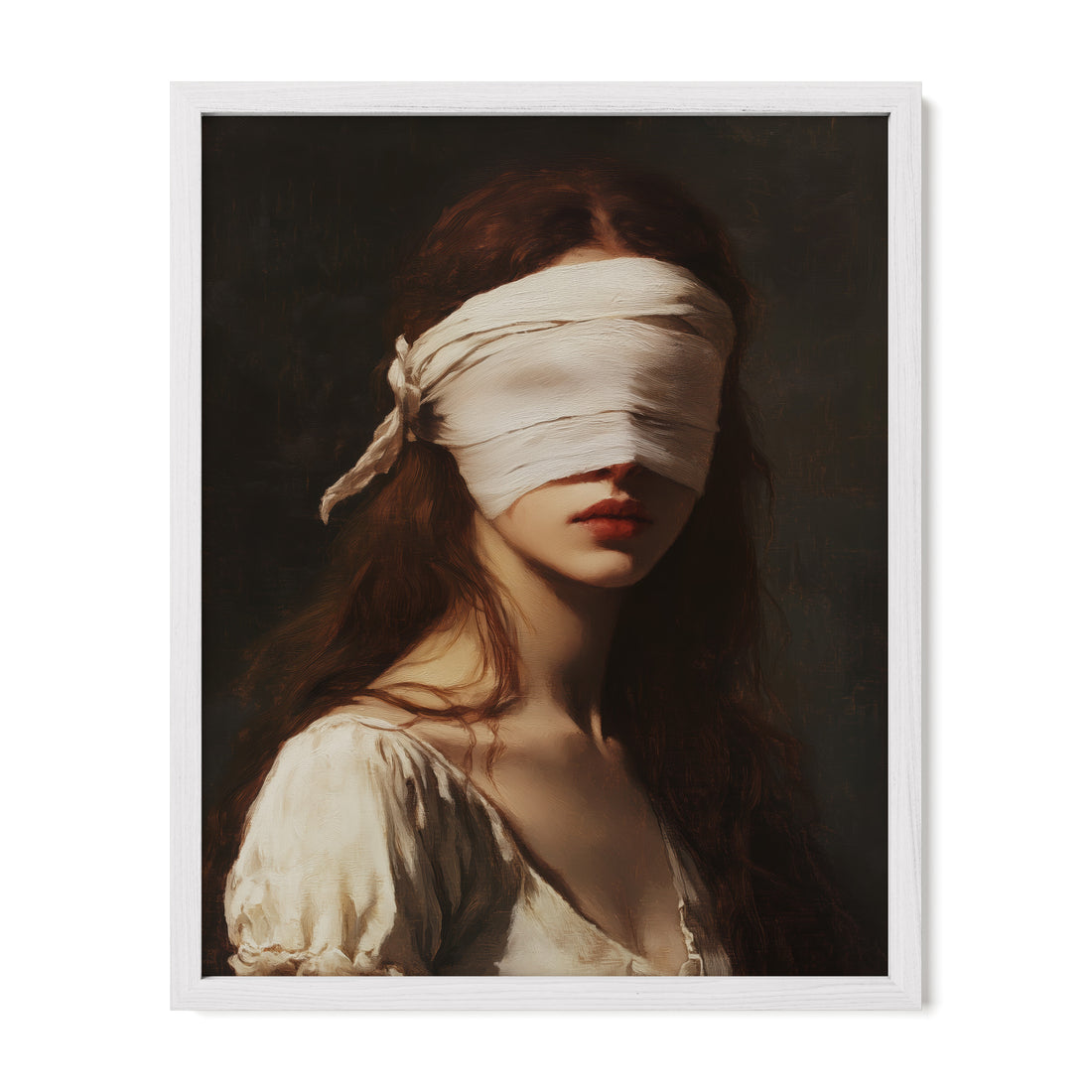 white framed gothic woman portrait wall art print