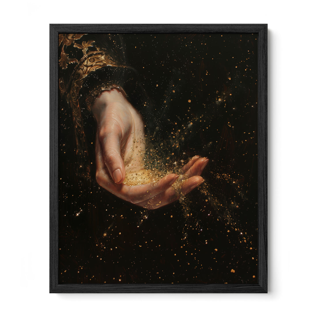 black framed gothic mystical hand wall art print