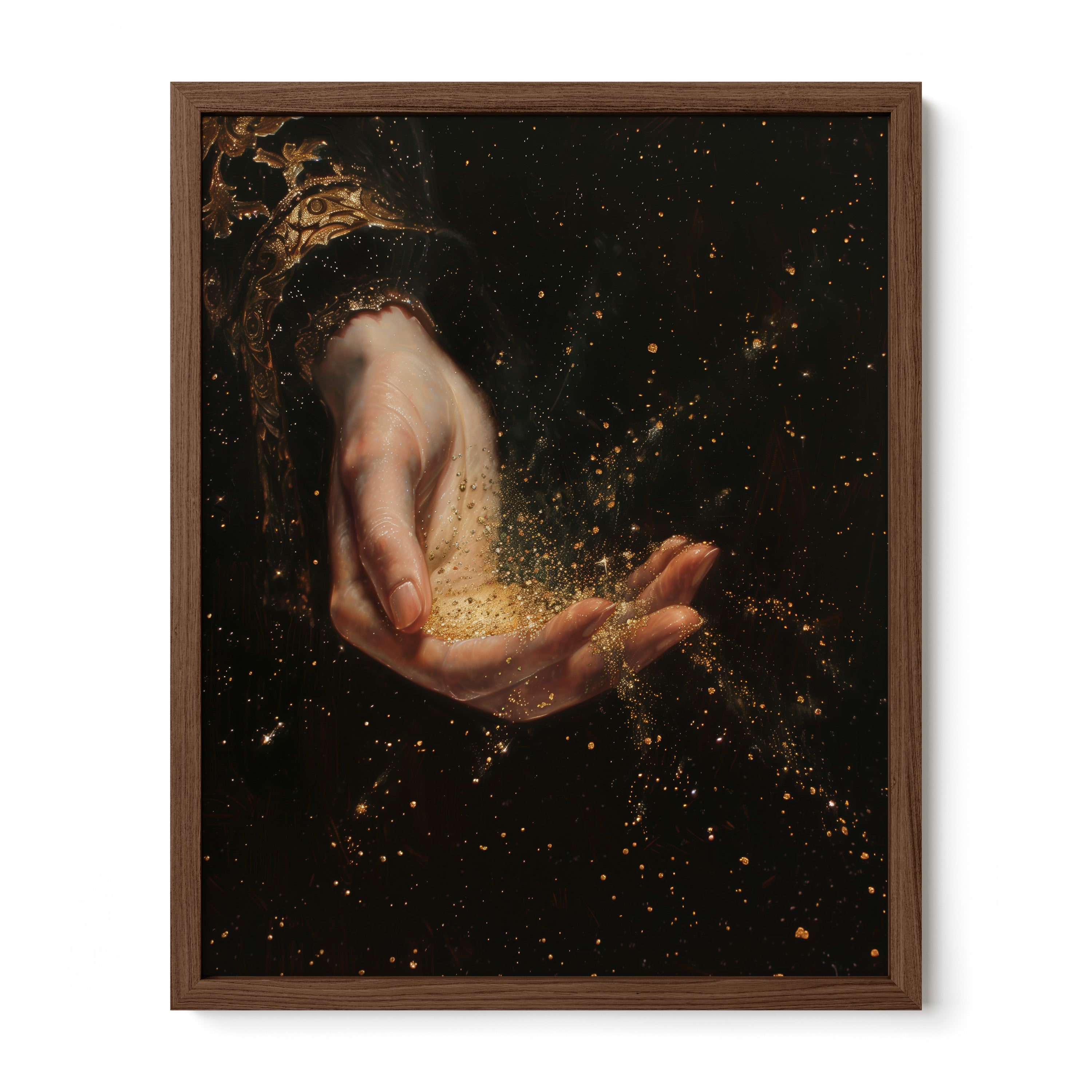 walnut framed gothic occult hand wall art print