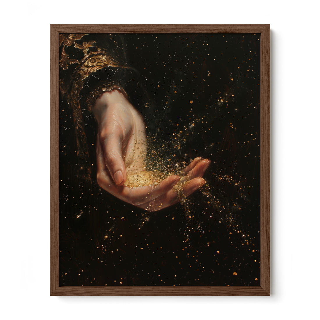 walnut framed gothic occult hand wall art print